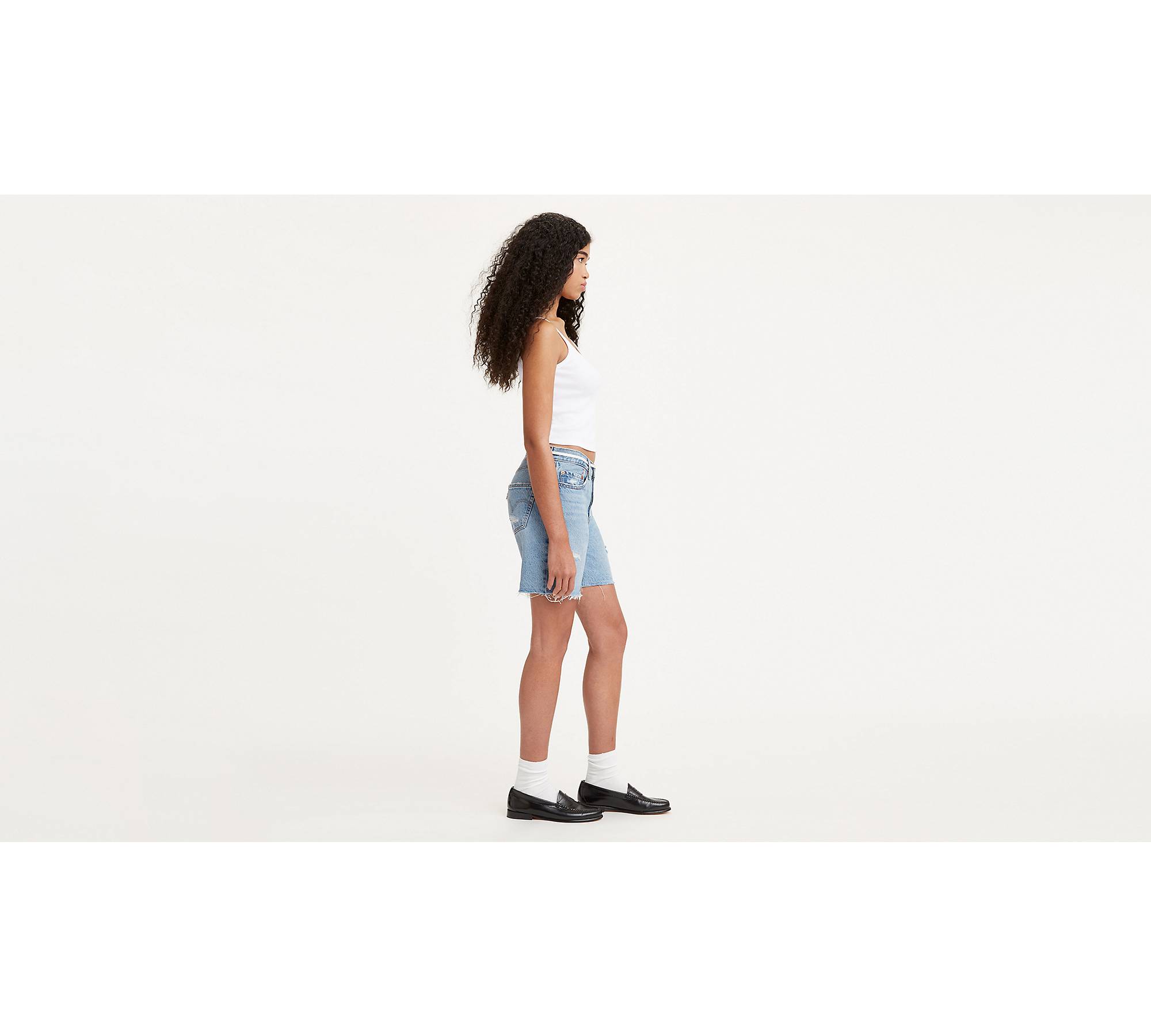 Lu's Chic Women's Booty Shorts Jeans Short Denim Mid Rise Cut Off