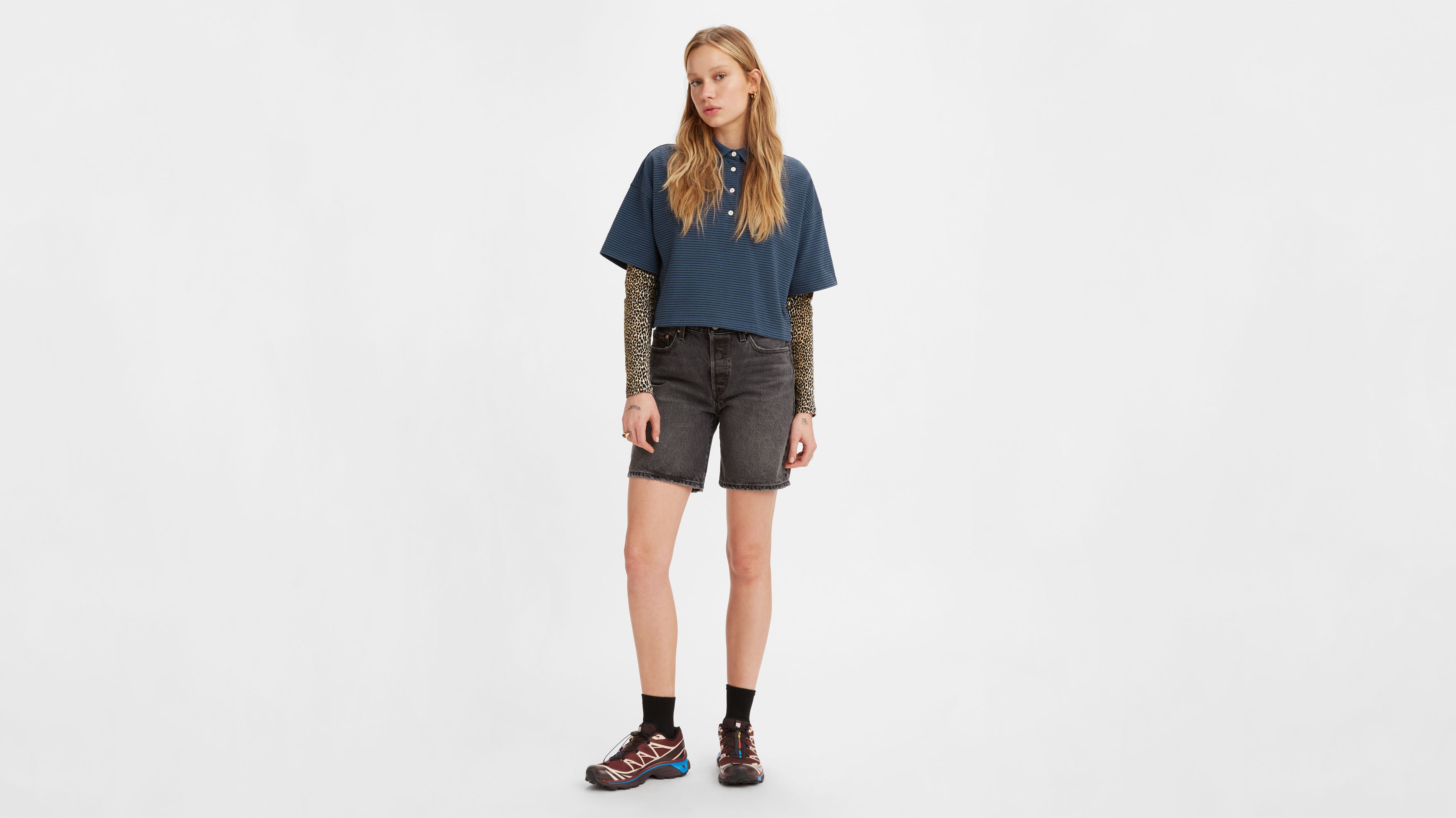 Levis High Loose Shorts | Washed Black