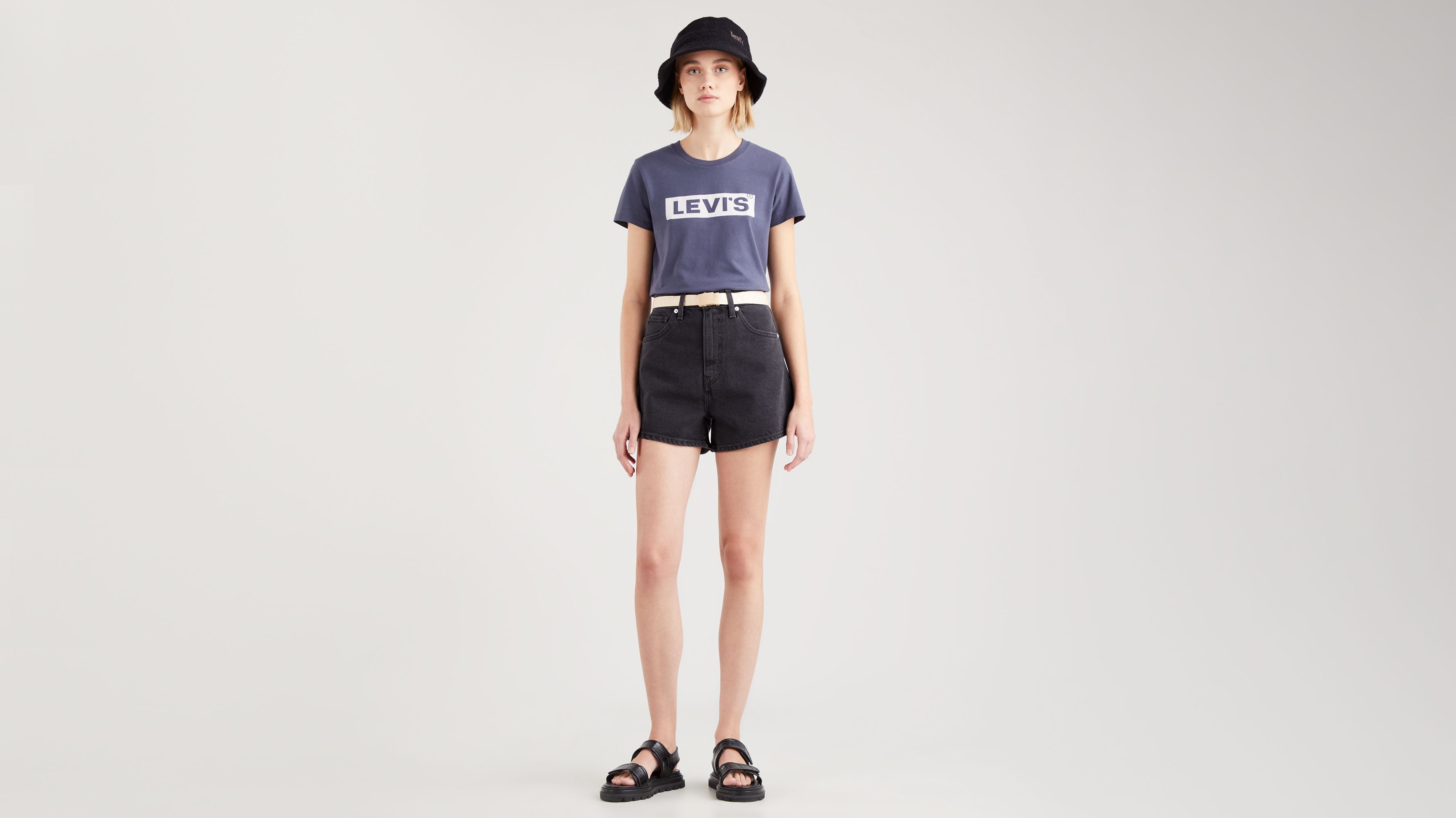 High Waisted Mom Shorts - Black