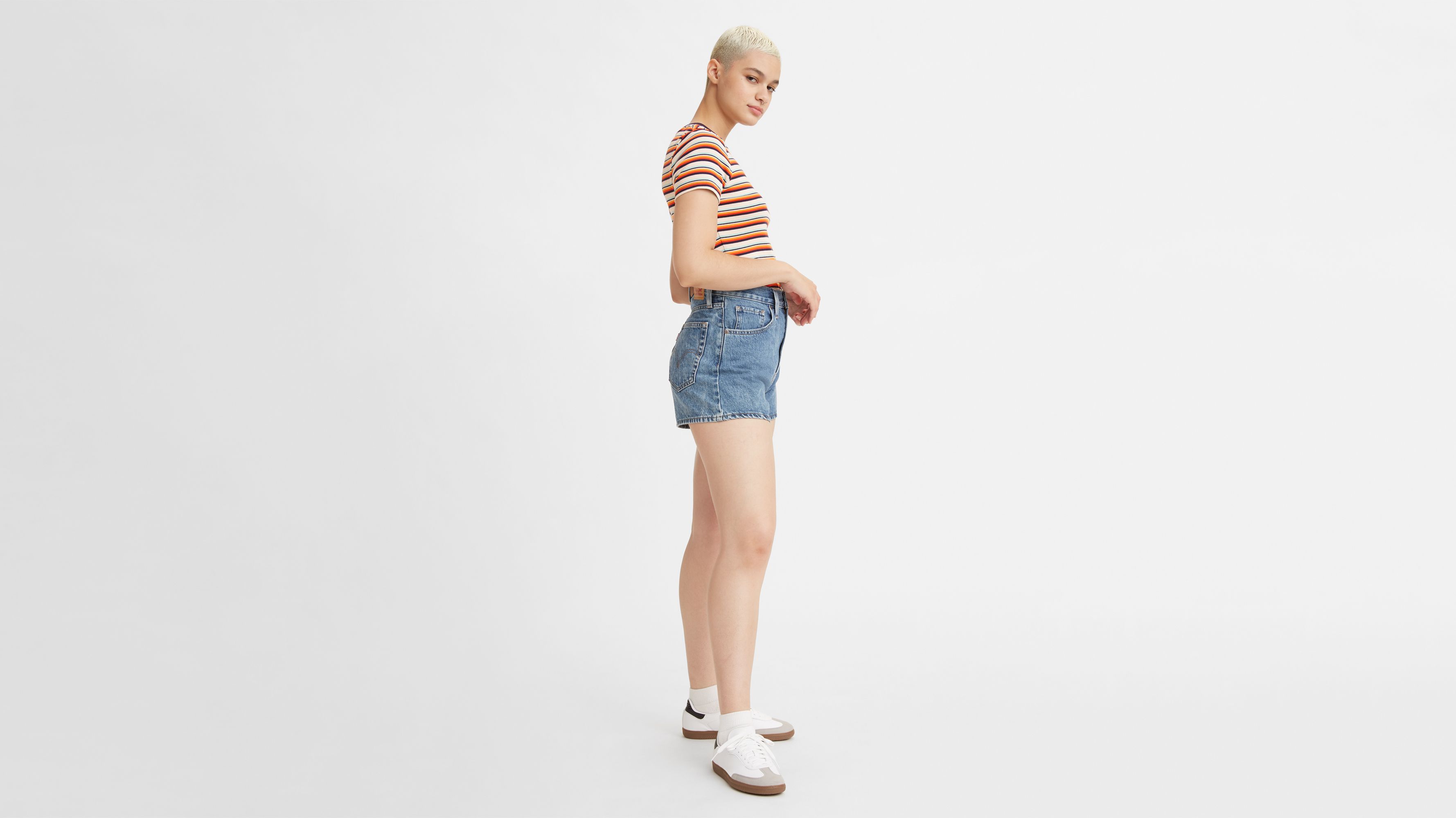 Levi's® Women's High-Waisted Mom Shorts - String It Up - Med Indigo - Worn  In