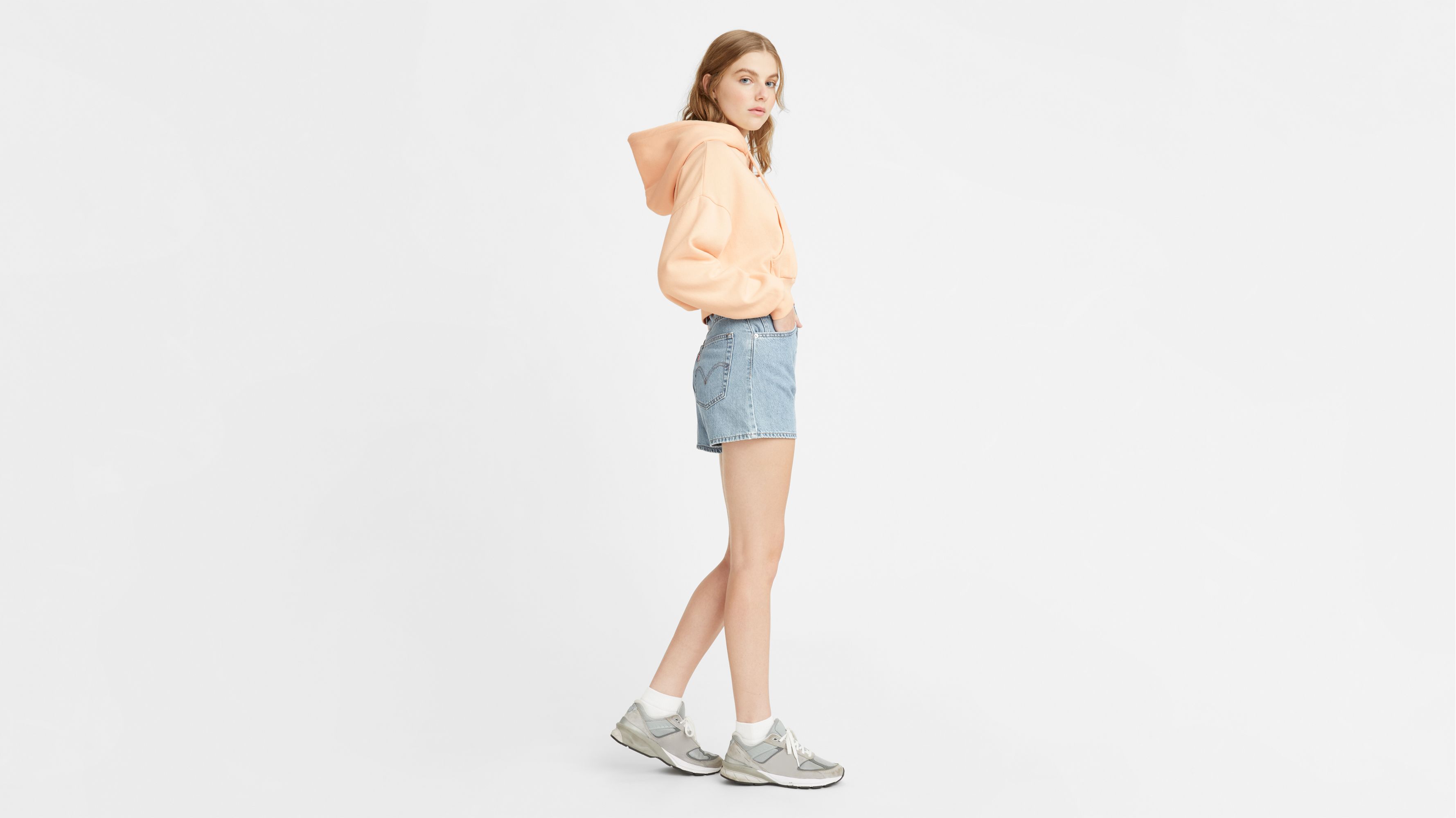 High Waisted Mom Shorts - Blue