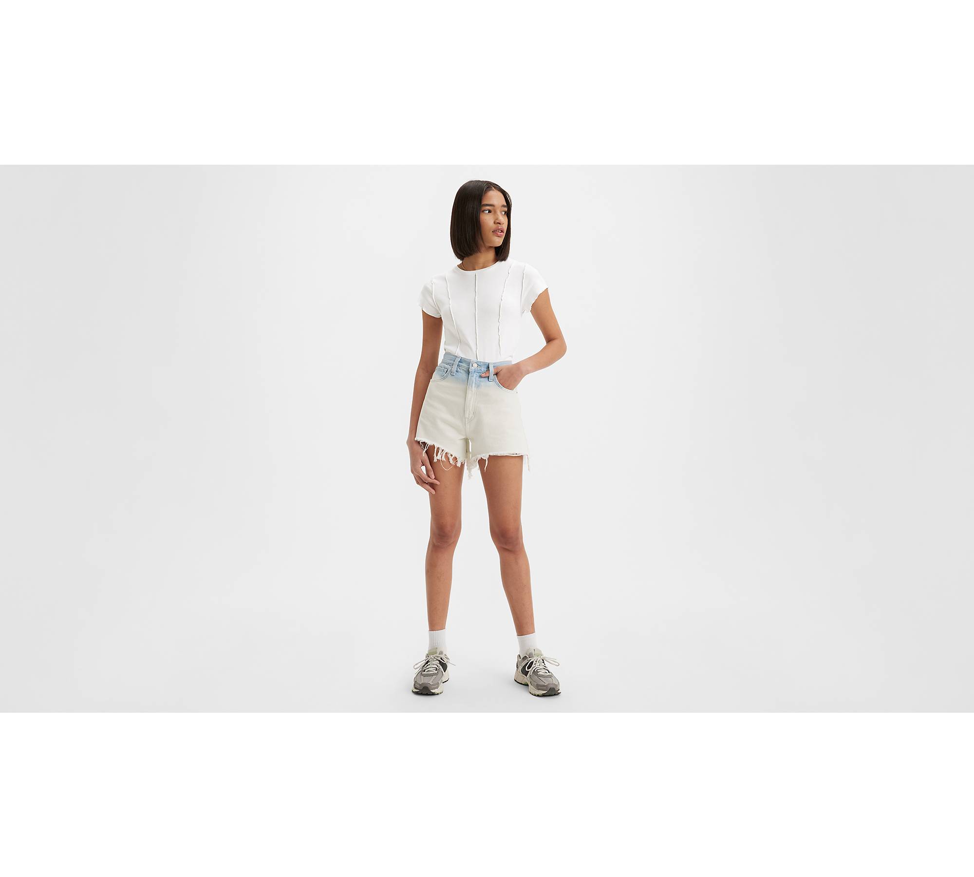 High Waisted Mom Shorts - White