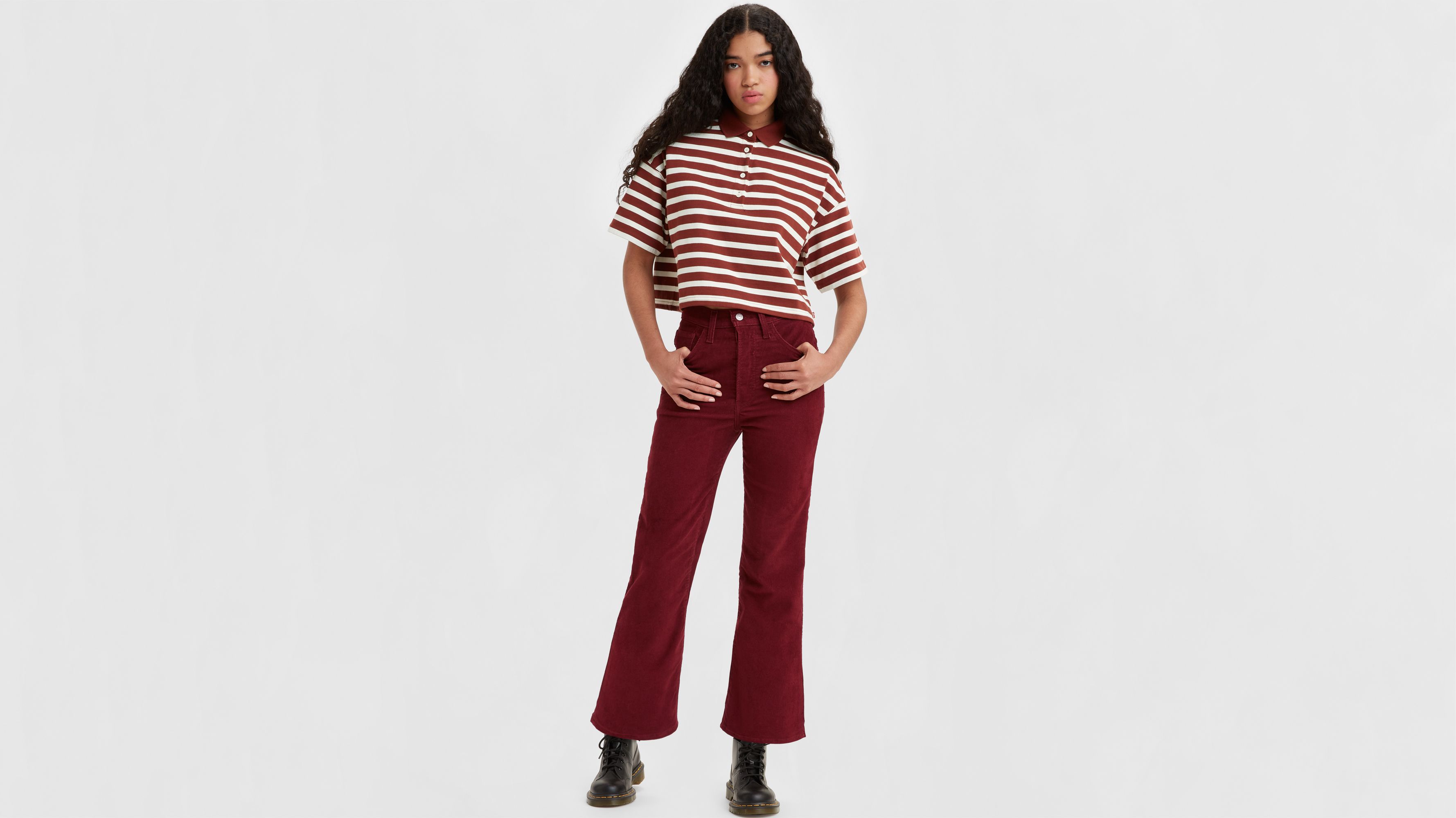 Ribcage Corduroy Cropped Bootcut Pants - Red | Levi's® US