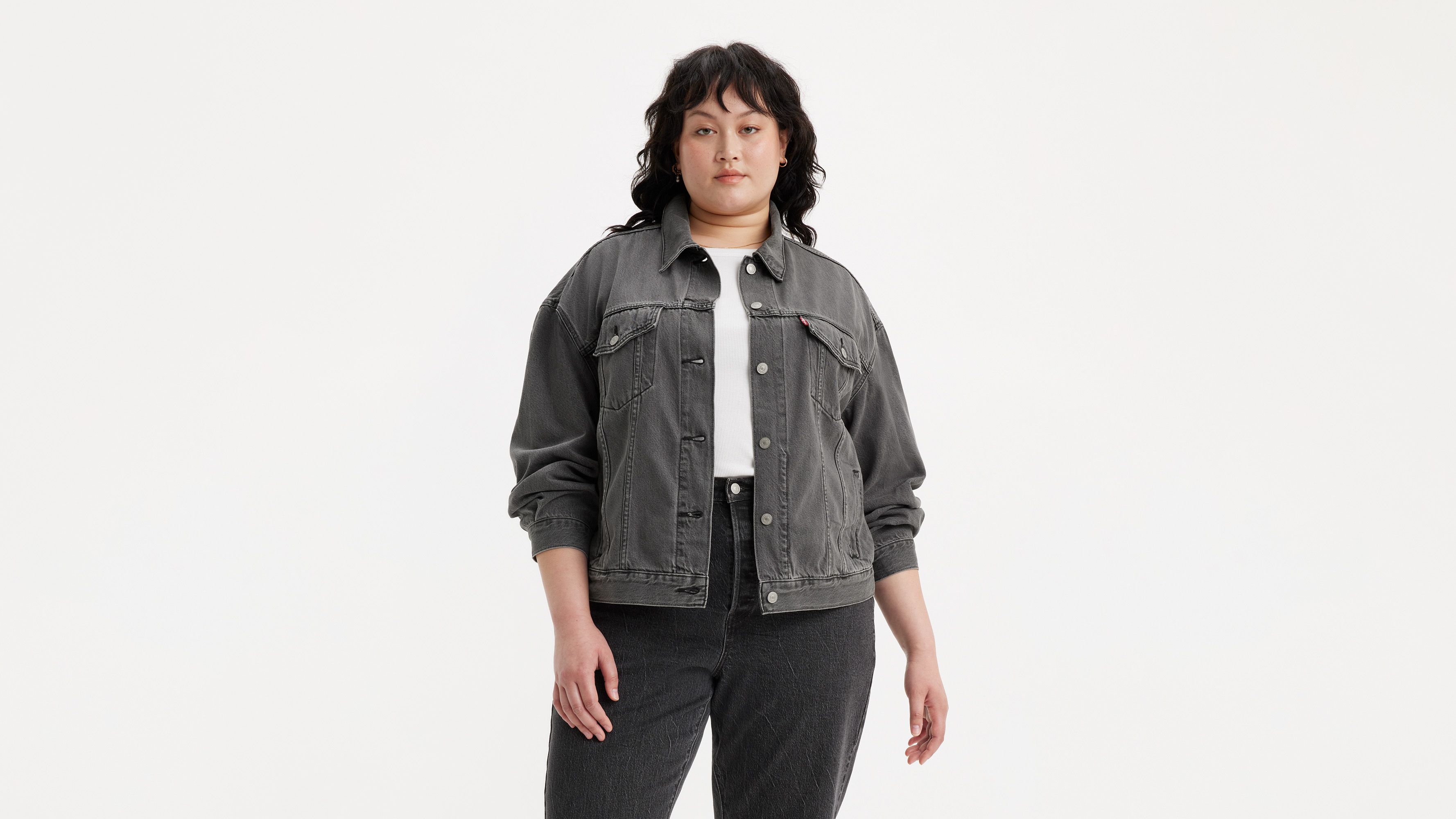 90s Trucker Jacket (plus Size) - Black