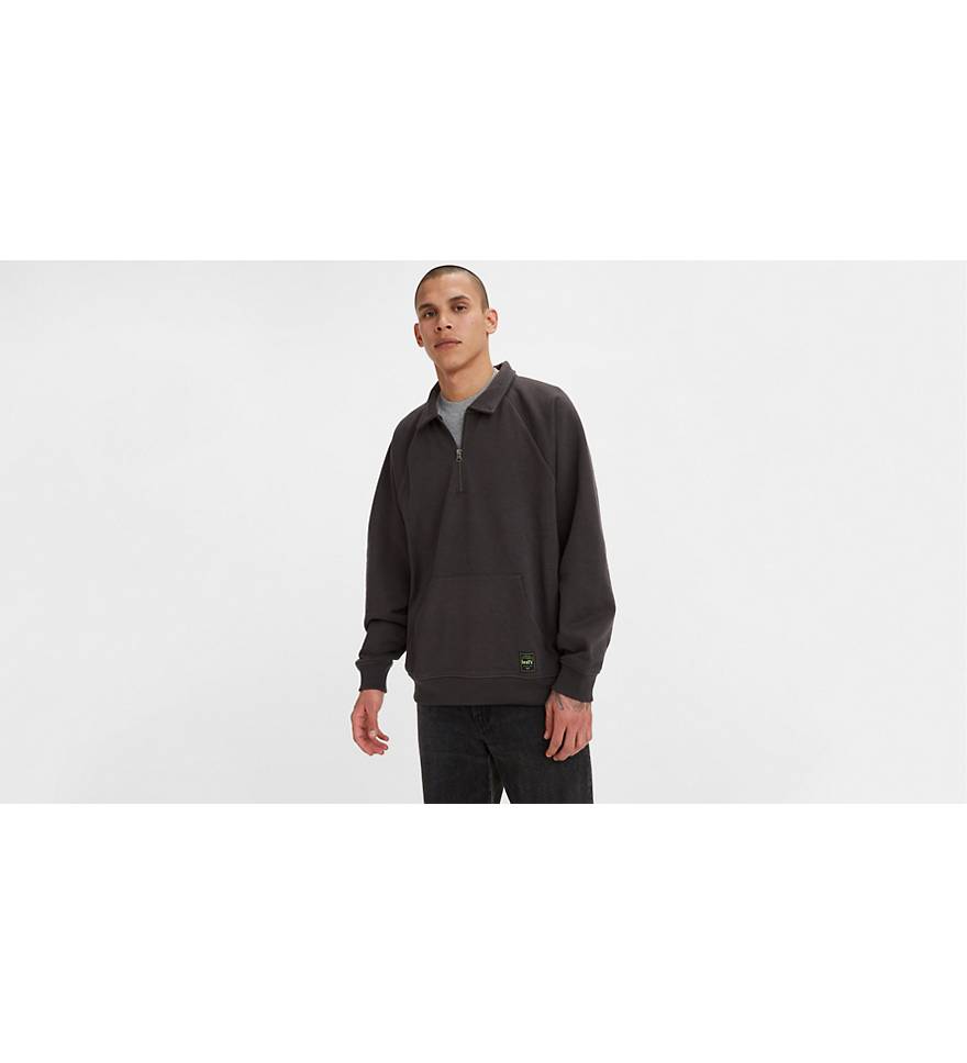 Quarter-zip Collar Sweatshirt - Black