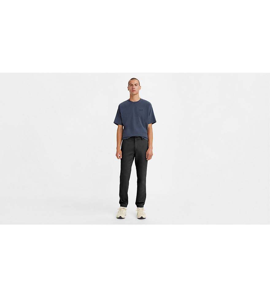Mixed Fabric Relaxed-Fit Tapered High-Rise Pant
