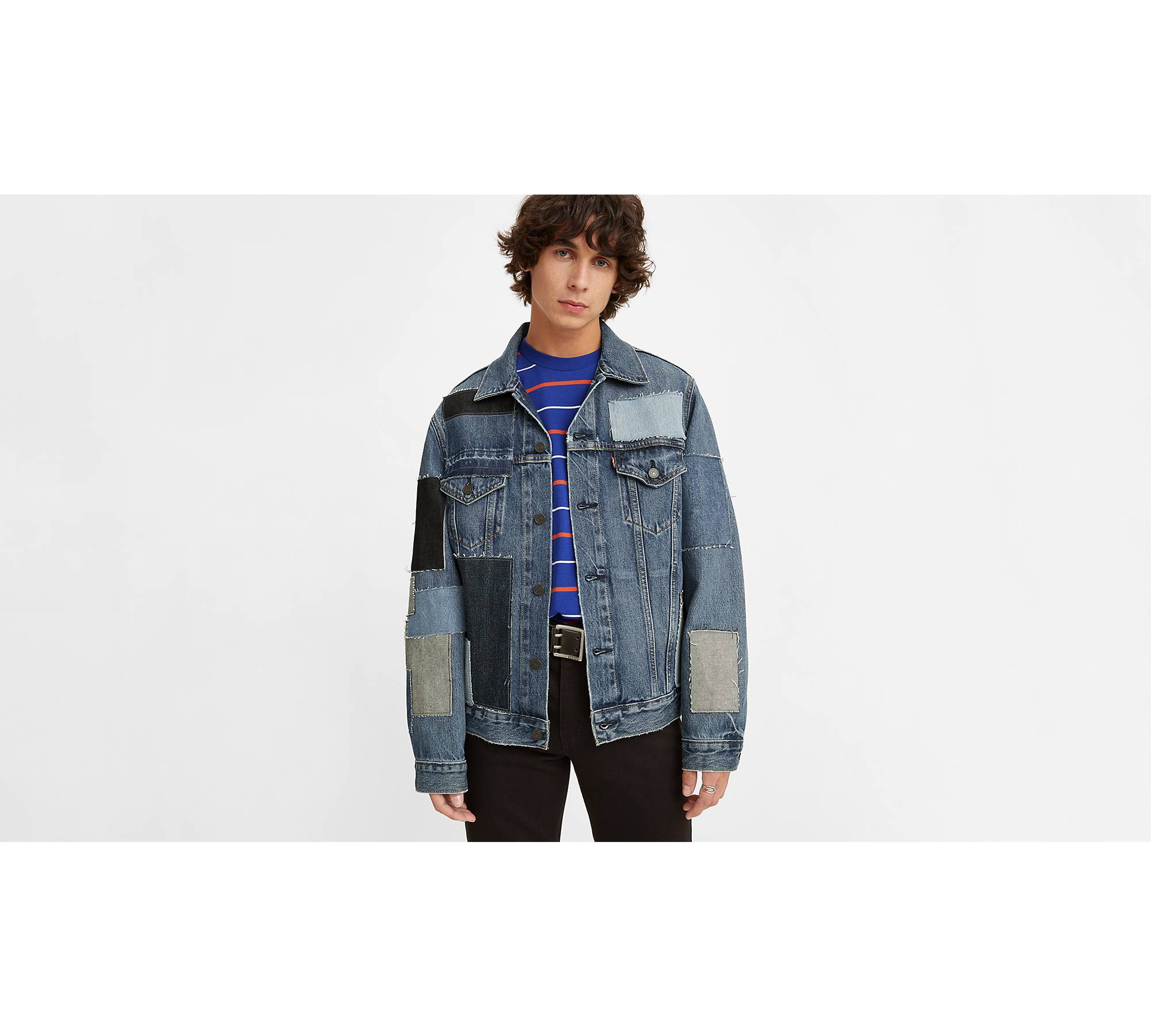 Vintage Relaxed Fit Patchwork Trucker - Medium Wash