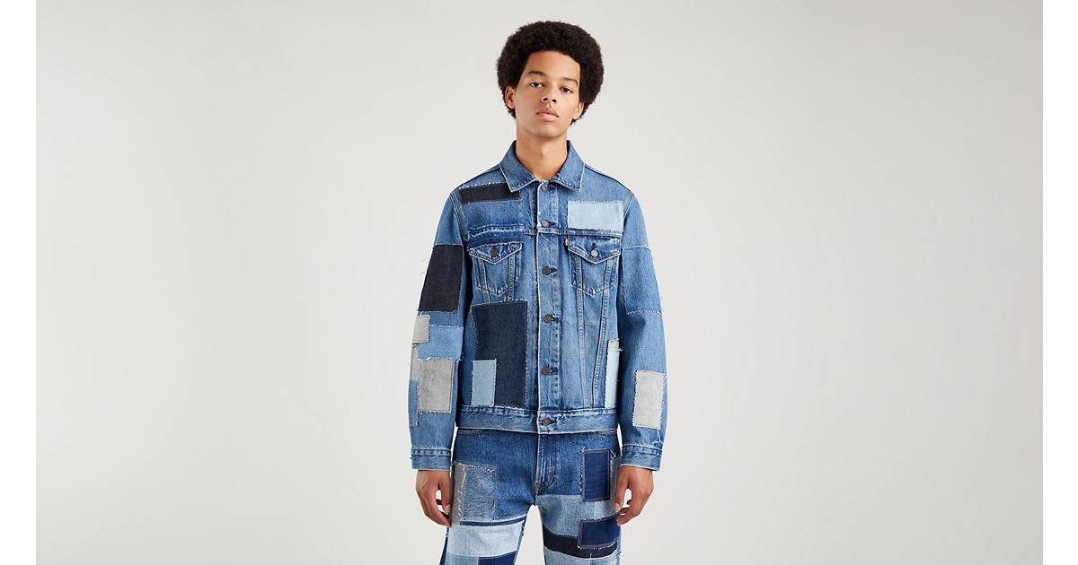 Vintage Relaxed Fit Patchwork Trucker - Medium Wash