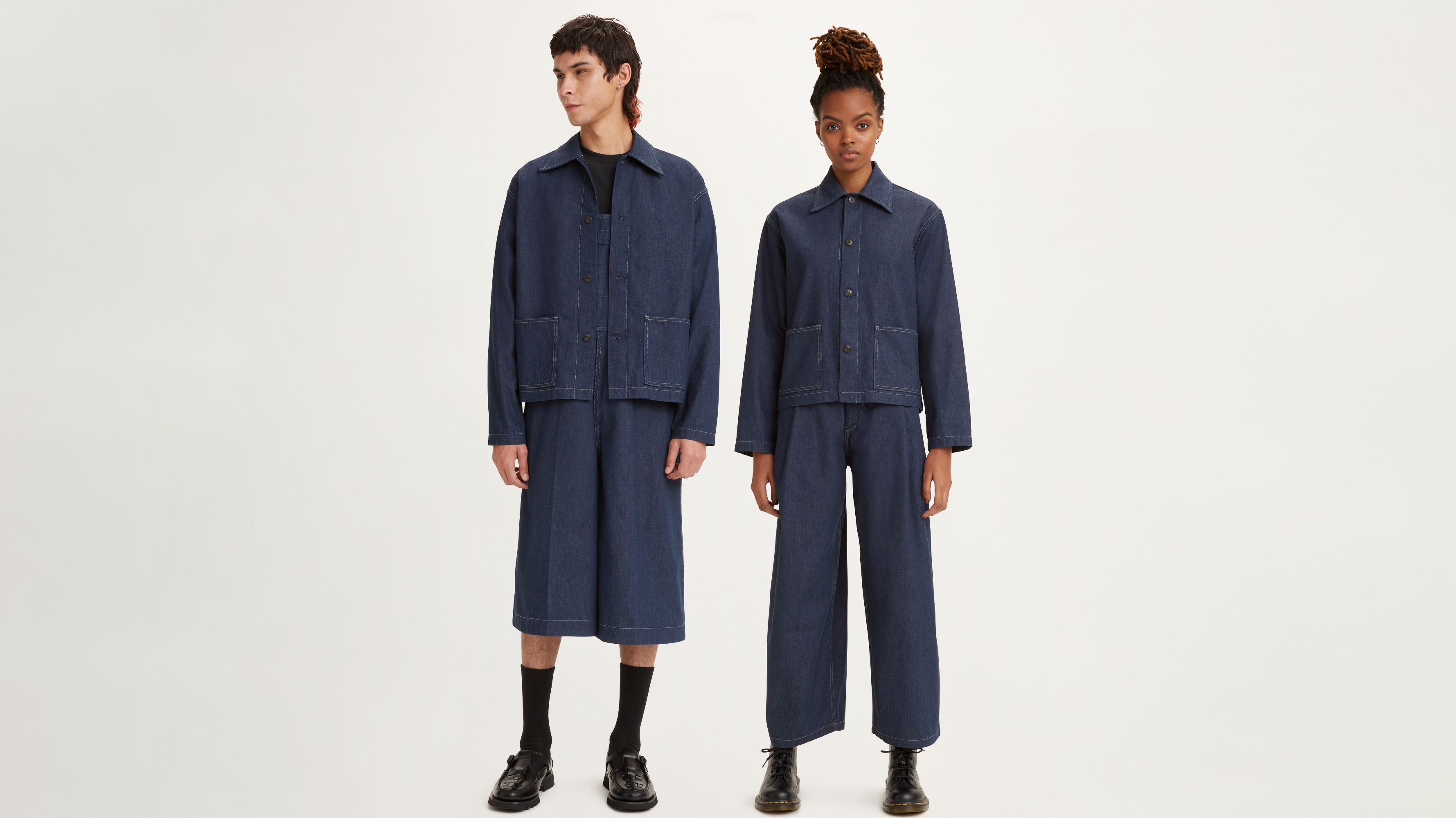【NONCODE】(Unisex) Levio Damage Shirt Jacket Hooded Classic Worker Shirt - Light Wash | Levi's® US
