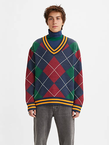 리바이스 Levi Stay Loose V-neck Sweater,Naval Academy - Multi-Color