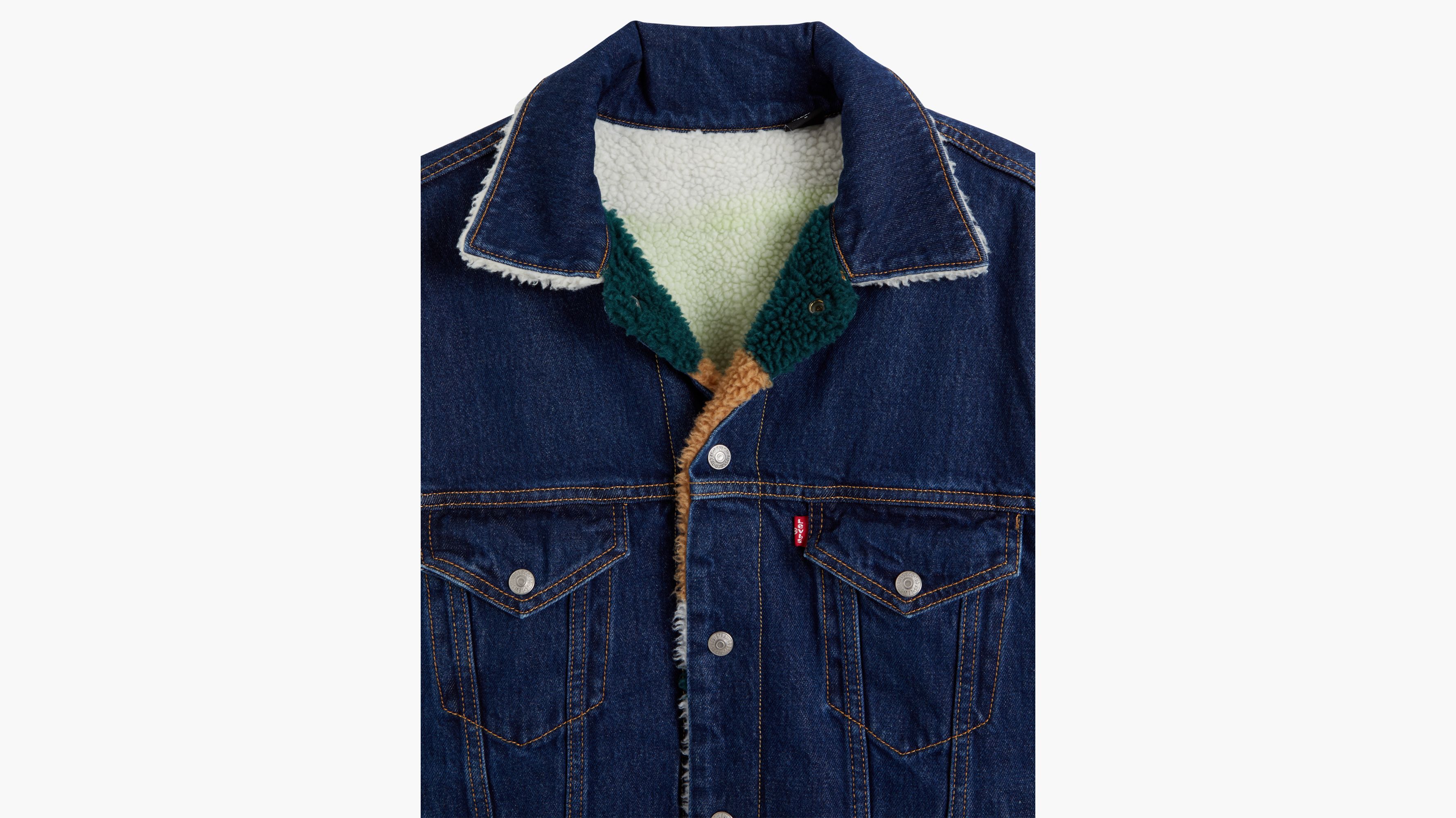 Reversible Vintage Relaxed Fit Sherpa Trucker Jacket - Medium Wash