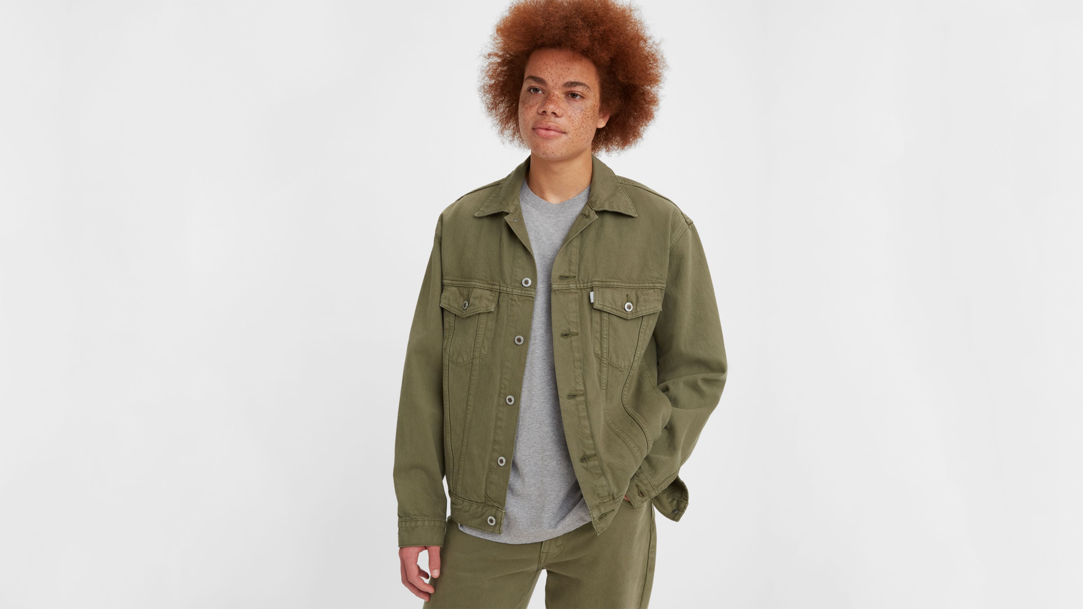 Trucker jacket olive sale