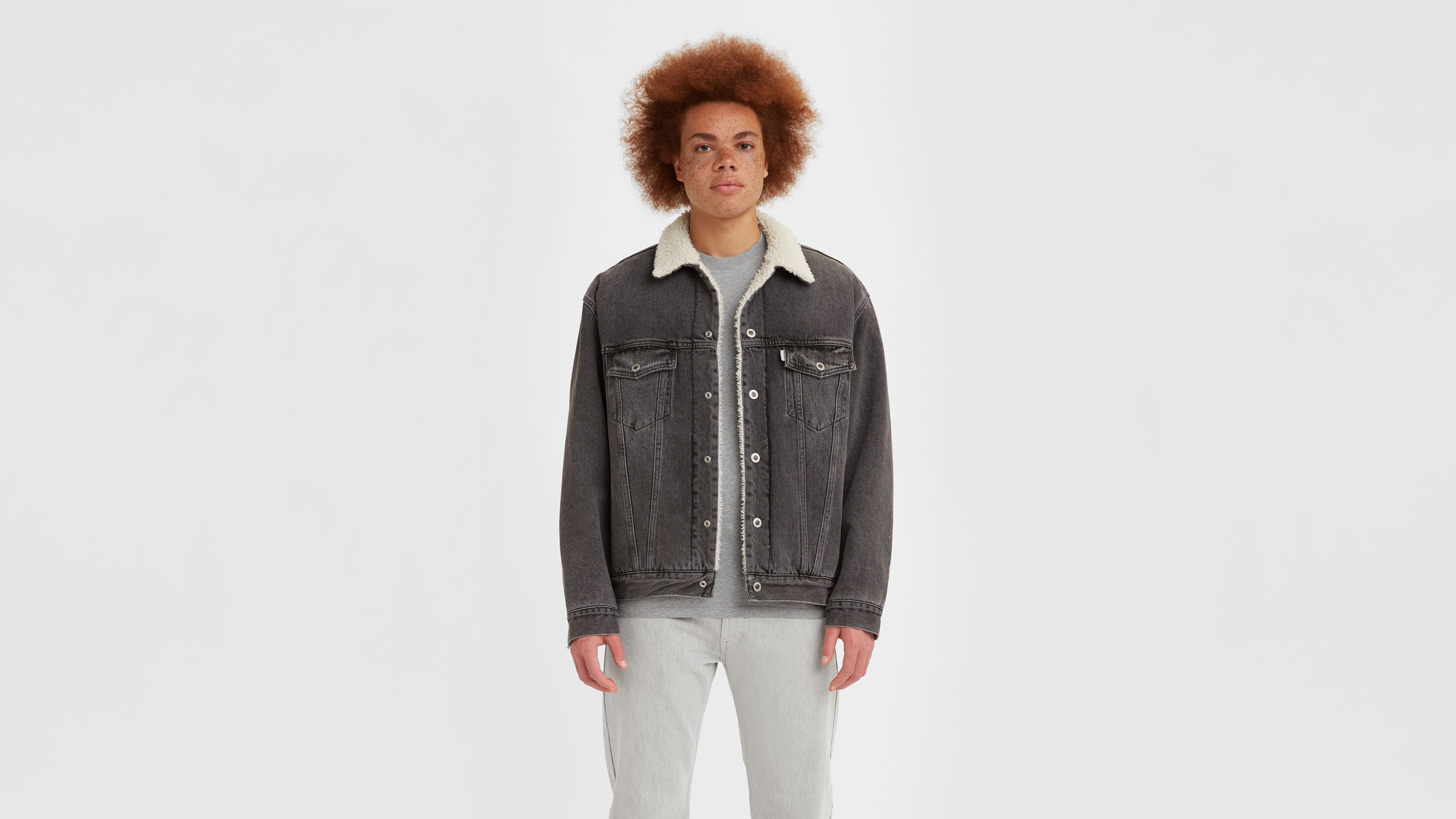 Levi's sherpa store trucker jacket black