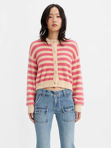 리바이스 Levi Cat Cardigan Sweater,Jenny Stripe Marzipan - Pink