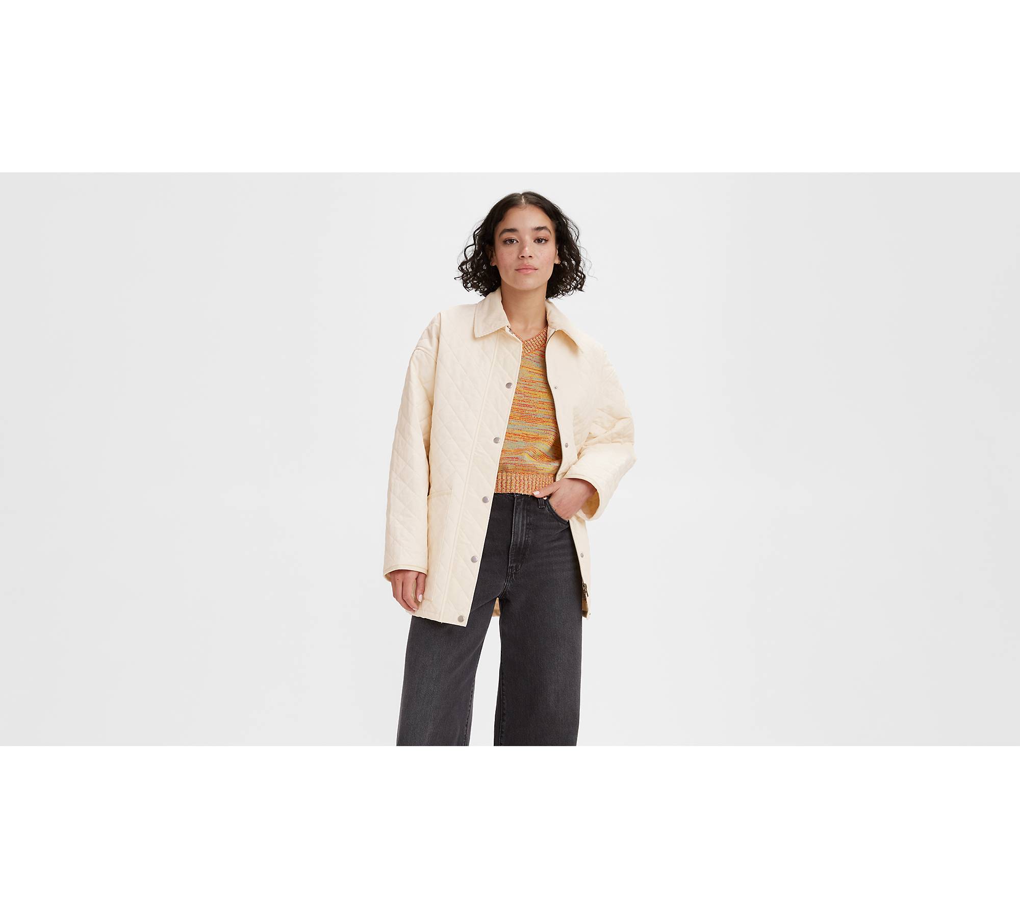 Millie Quilted Shirt Jacket - White | Levi's® US