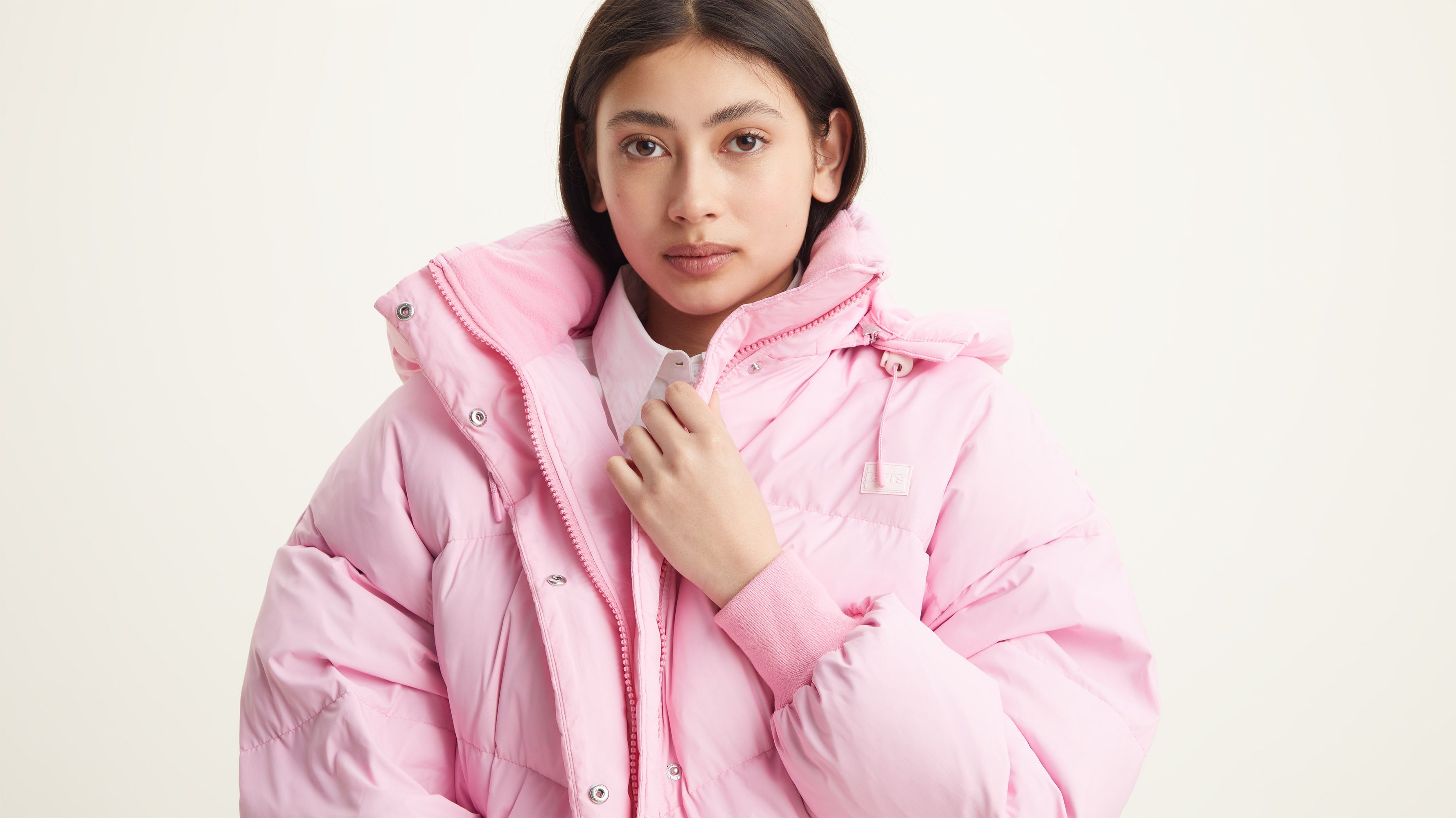 Baby pink padded sales jacket