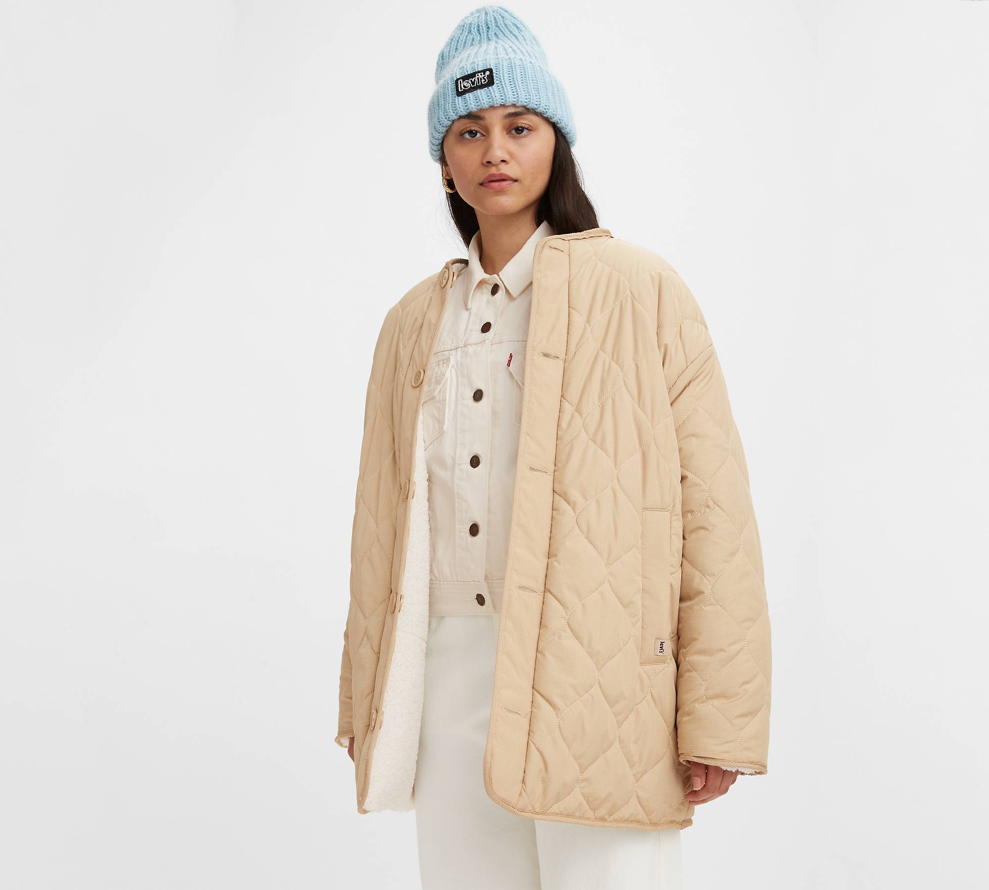 Marlowe Oversized Reversible Sherpa Jacket - White | Levi's® US