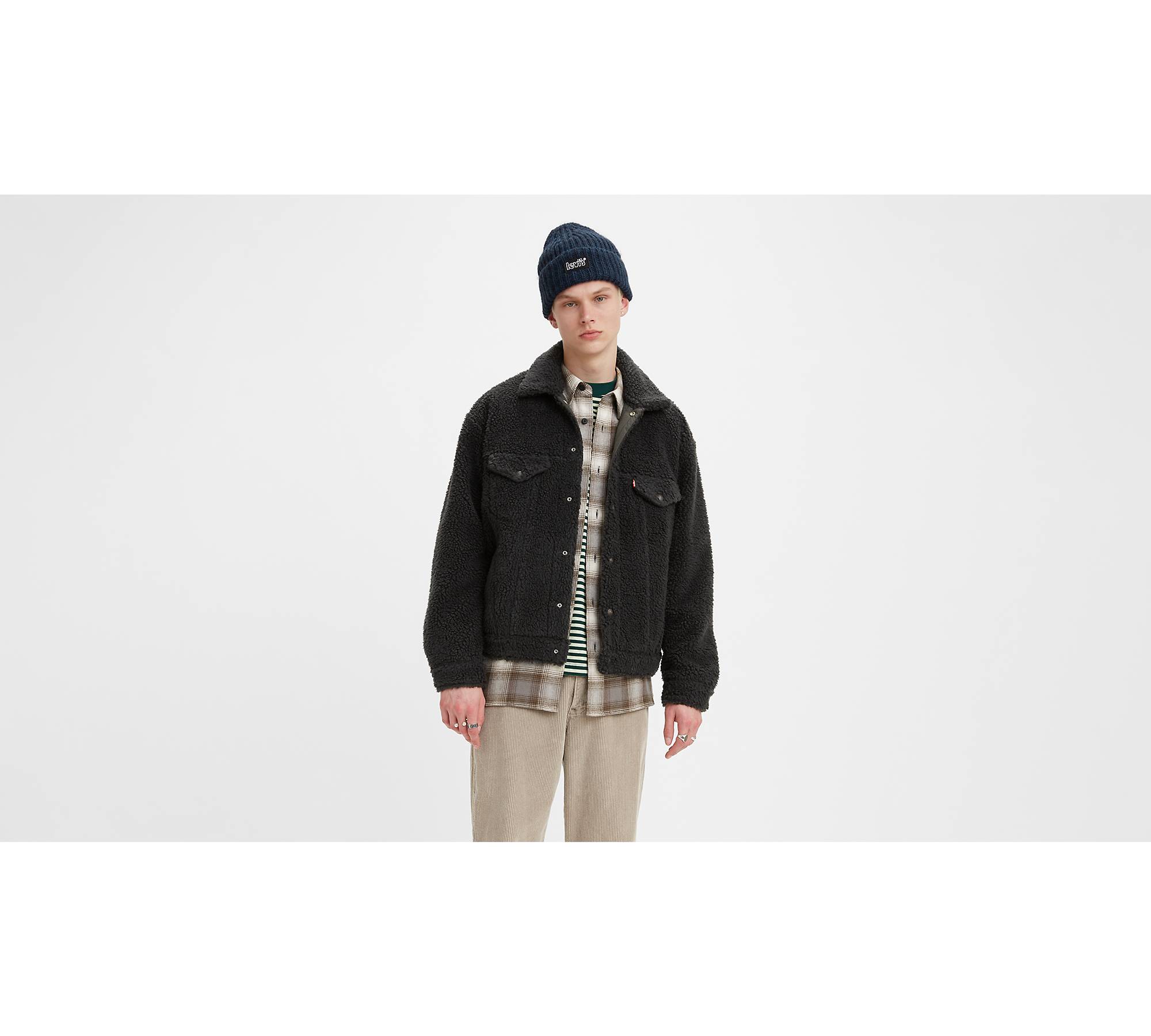 Cozy Vintage Relaxed Fit Sherpa Trucker Jacket - Grey