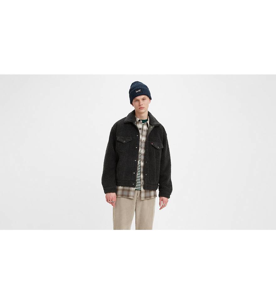 Cozy Vintage Relaxed Fit Sherpa Trucker Jacket - Grey | Levi's® US