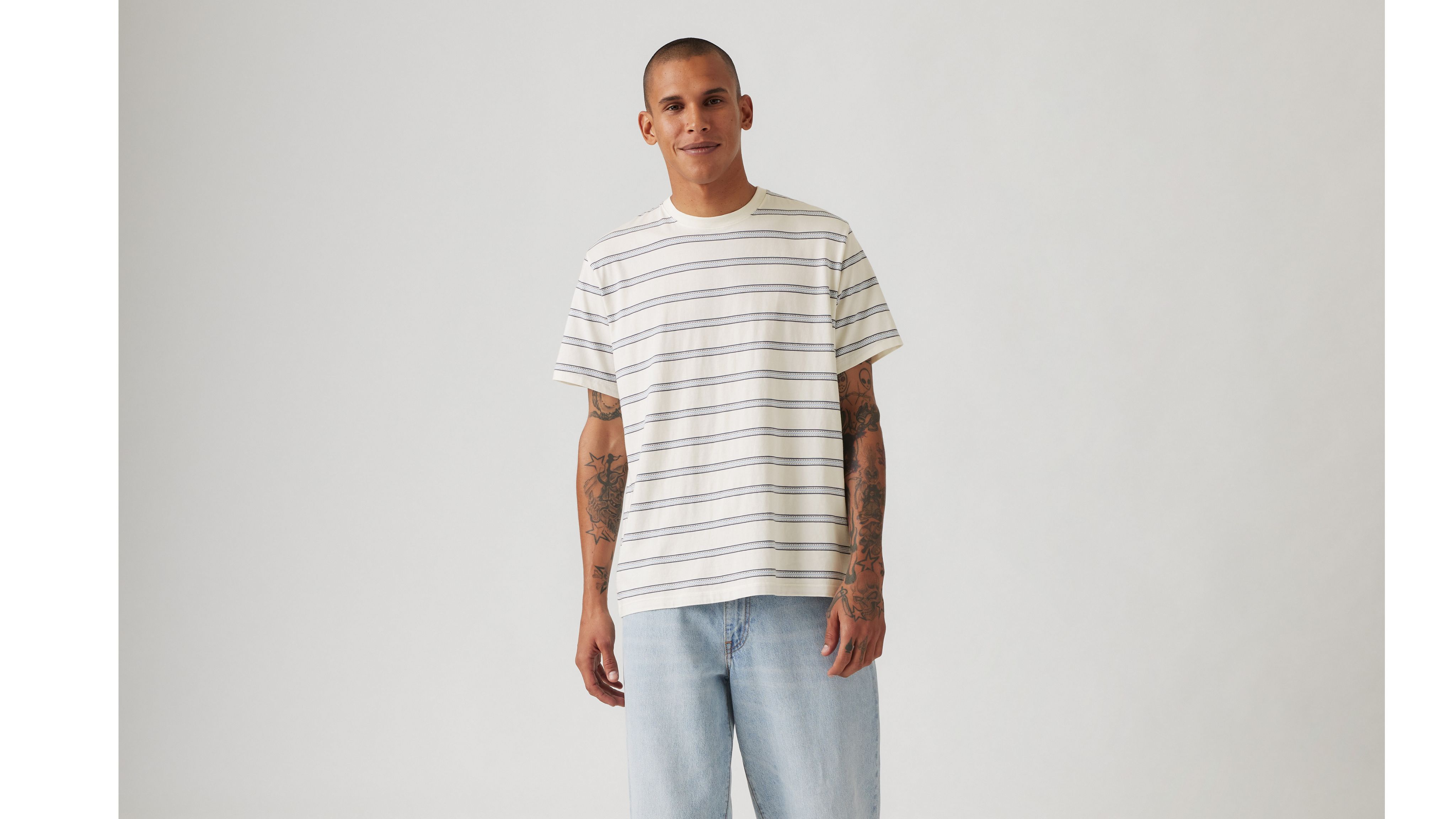 Levi's Essential T-shirt In Spring Stripe Egret
