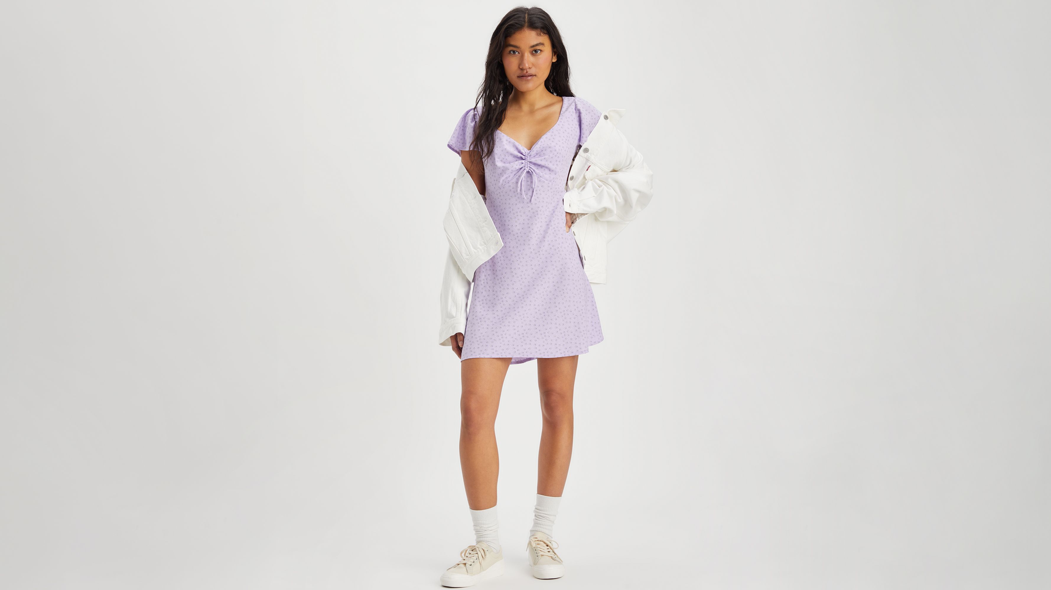 Baby Girl All Over Purple Butterfly Print Flutter-sleeve Dress