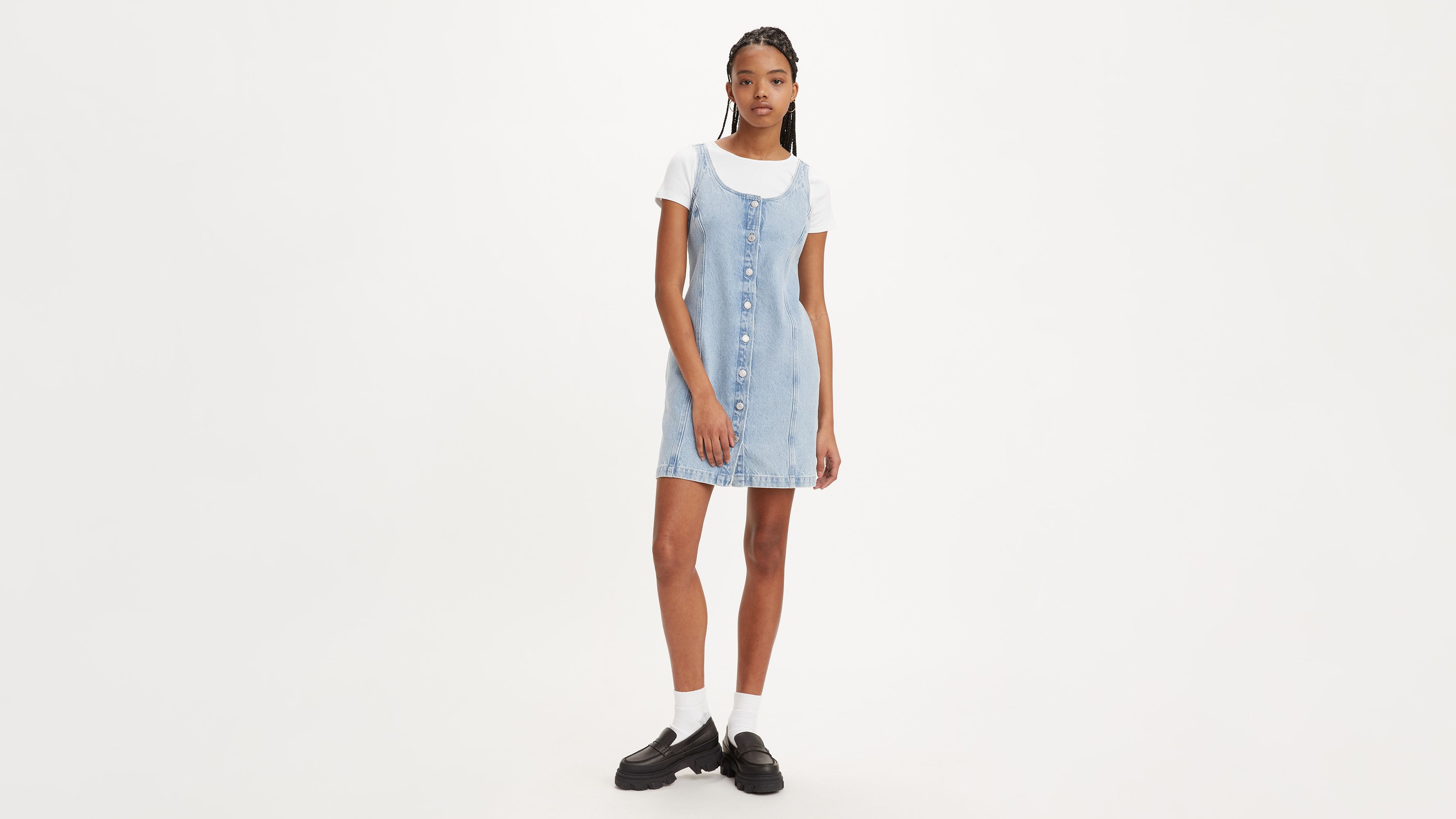 Levi's Tuli Denim Mini Dress In Indigo Stonewash