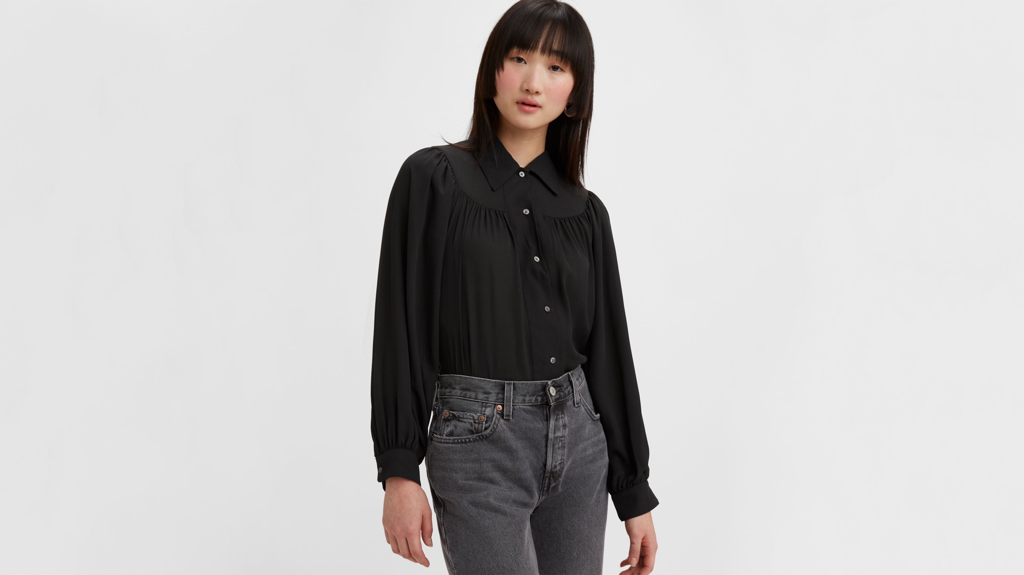 NIS-C15607 WHITE&BLACK PRINT BLOUSE main image 0