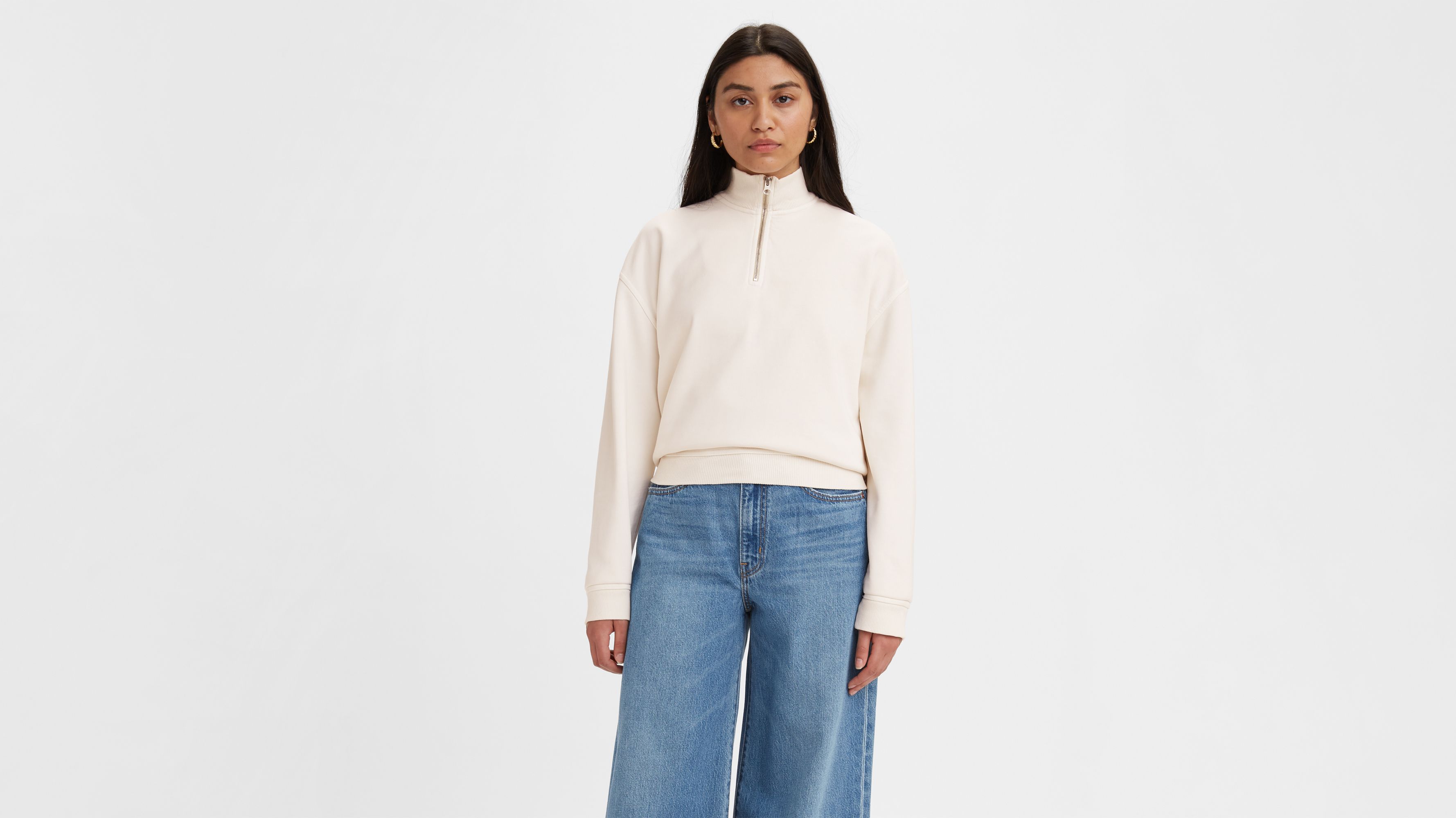 Rue Quarter Zip Sweatshirt - White | Levi's® US
