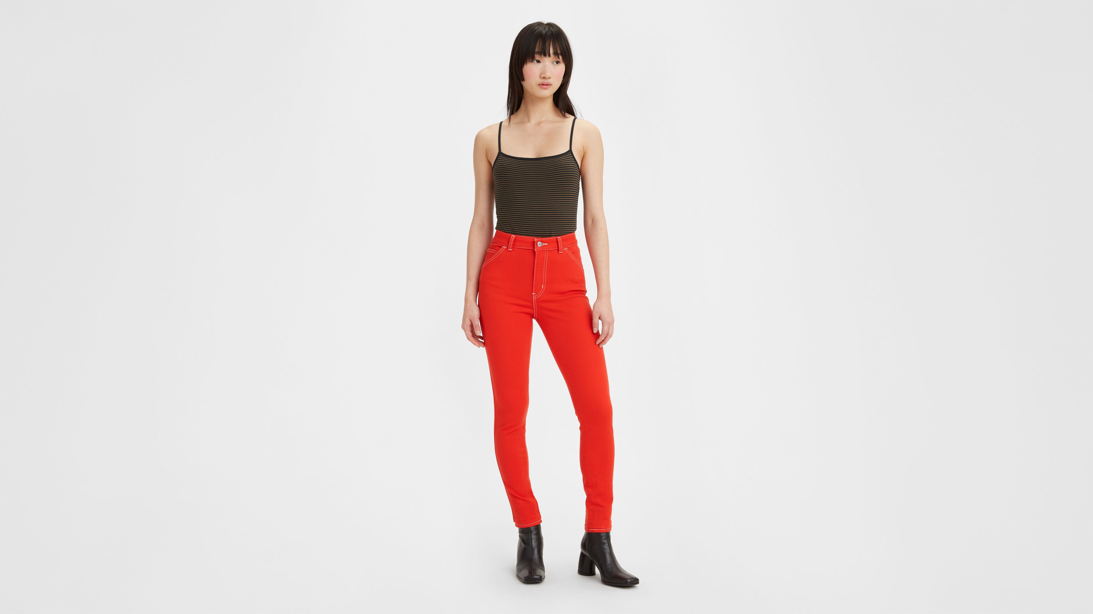 721 High Rise Velvet Pants - Red