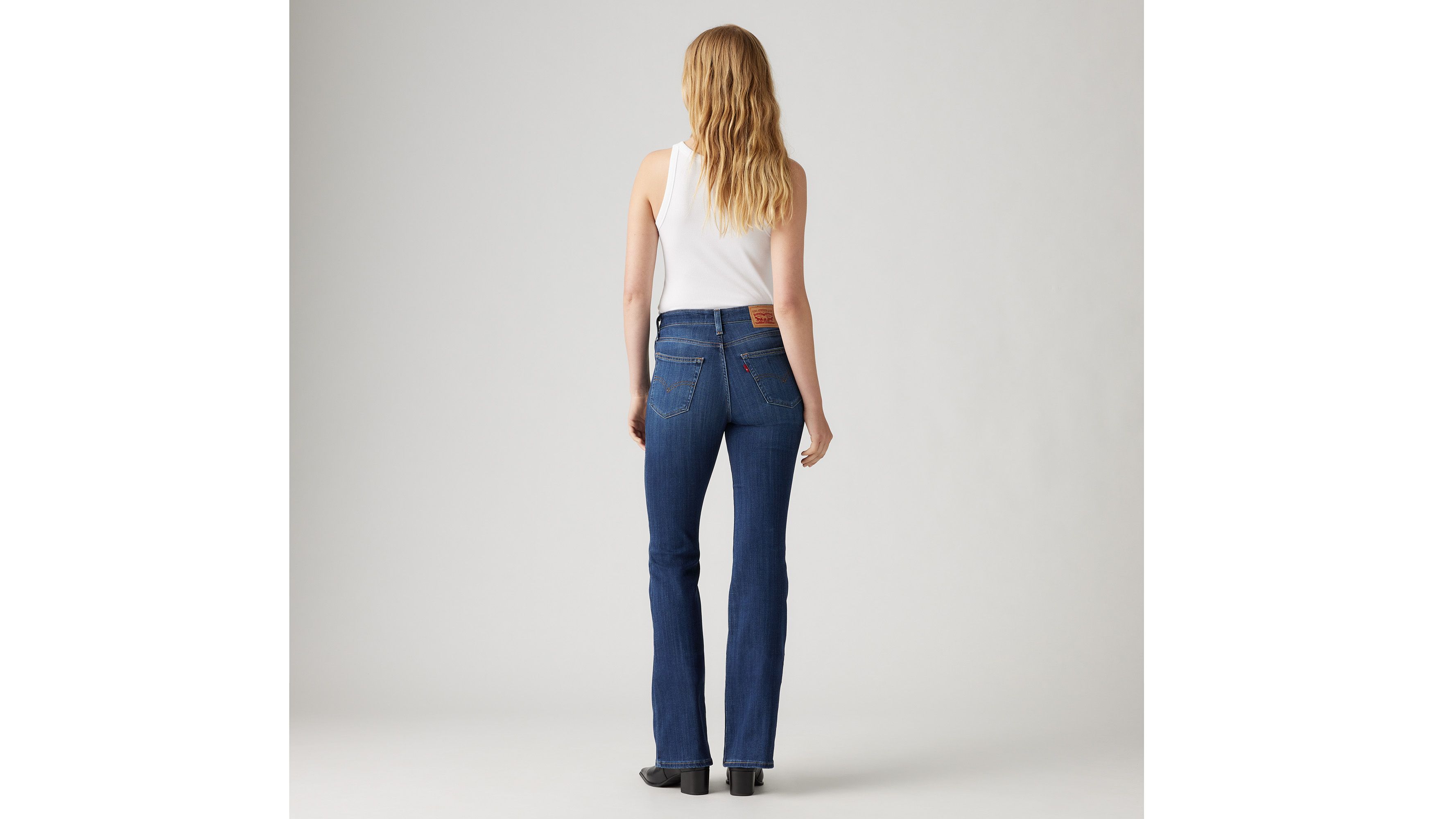 Women's Blue High Rise Elastic Waist Flare Jeans