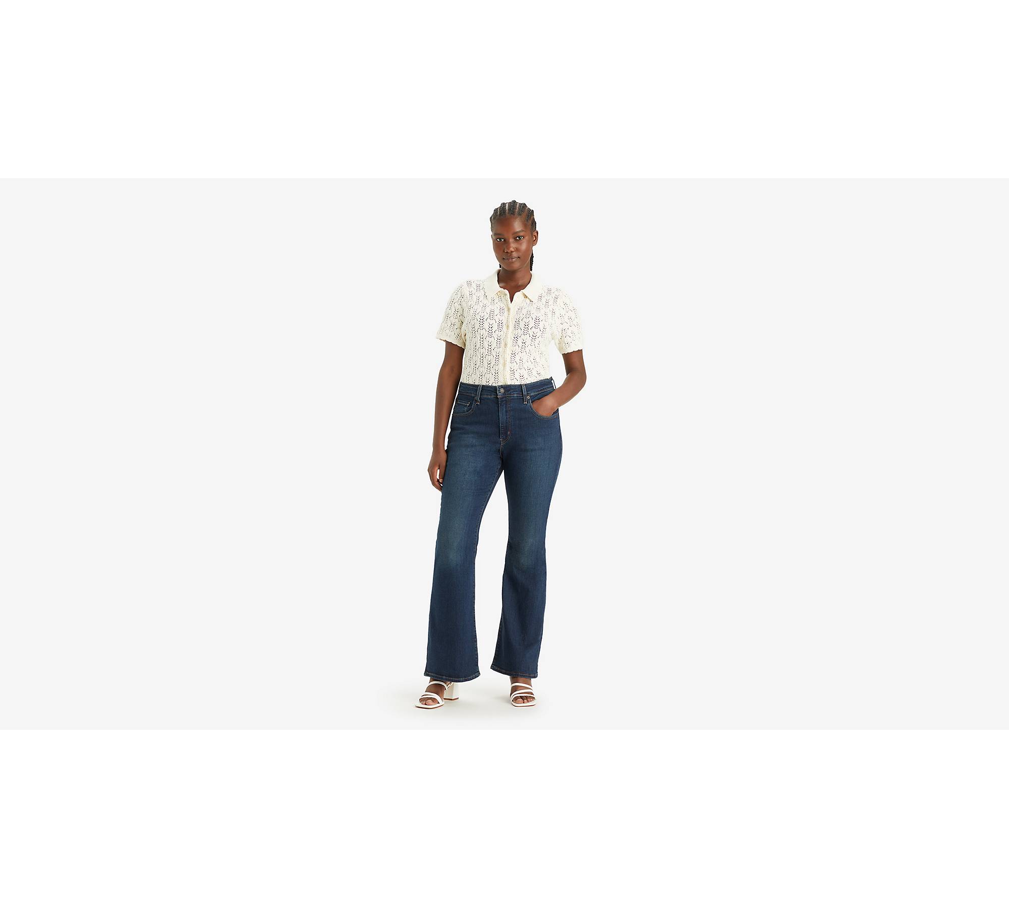 High Rise Flare Jeans for Women Star Print Slim Fit Flare Frayed