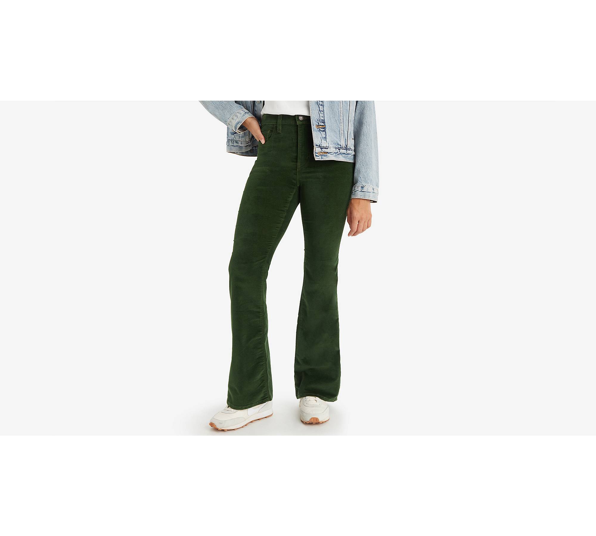 UO Green Velvet Corduroy Flare Trousers