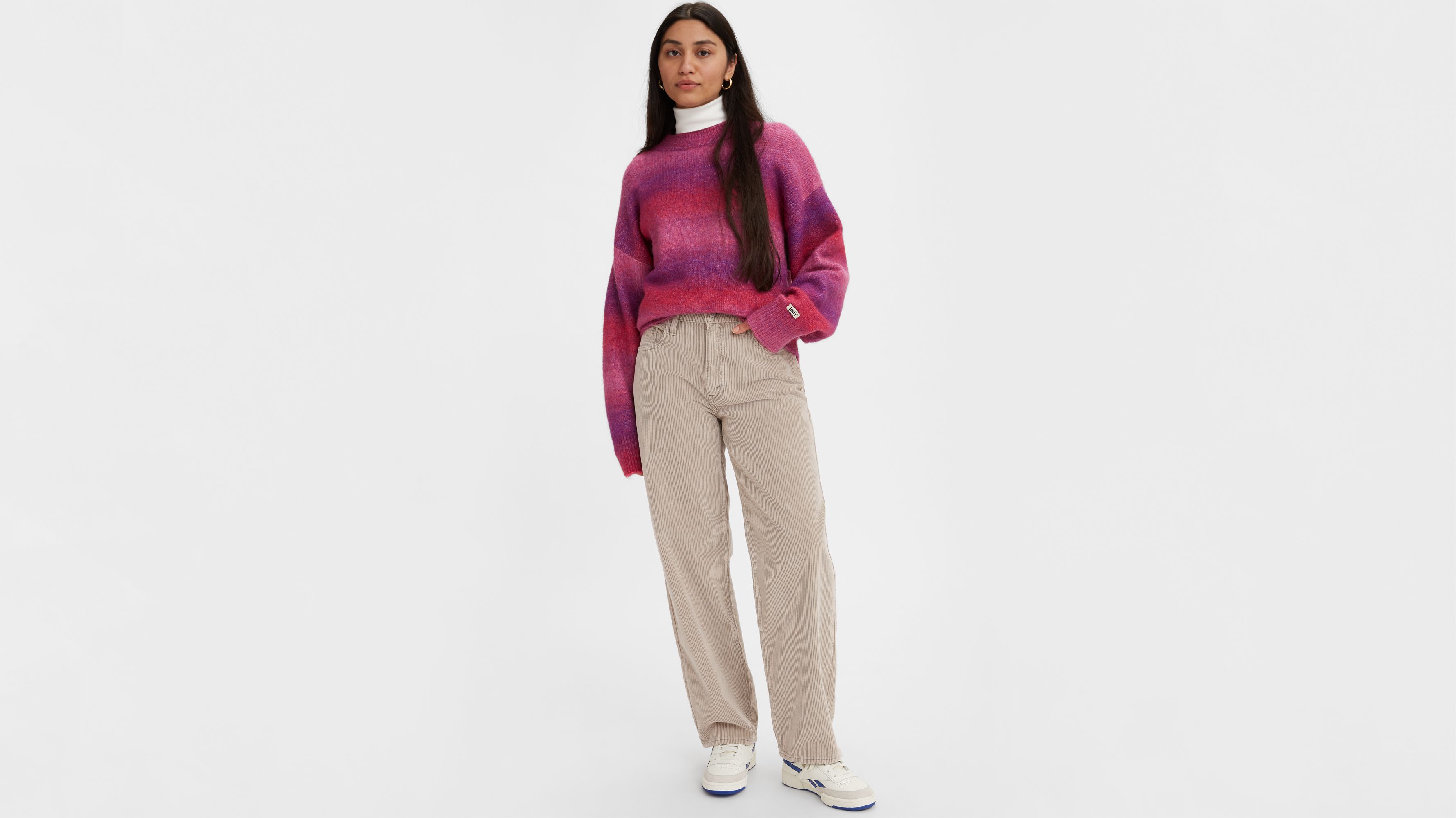 Baggy Dad Corduroy Women's Pants - Purple