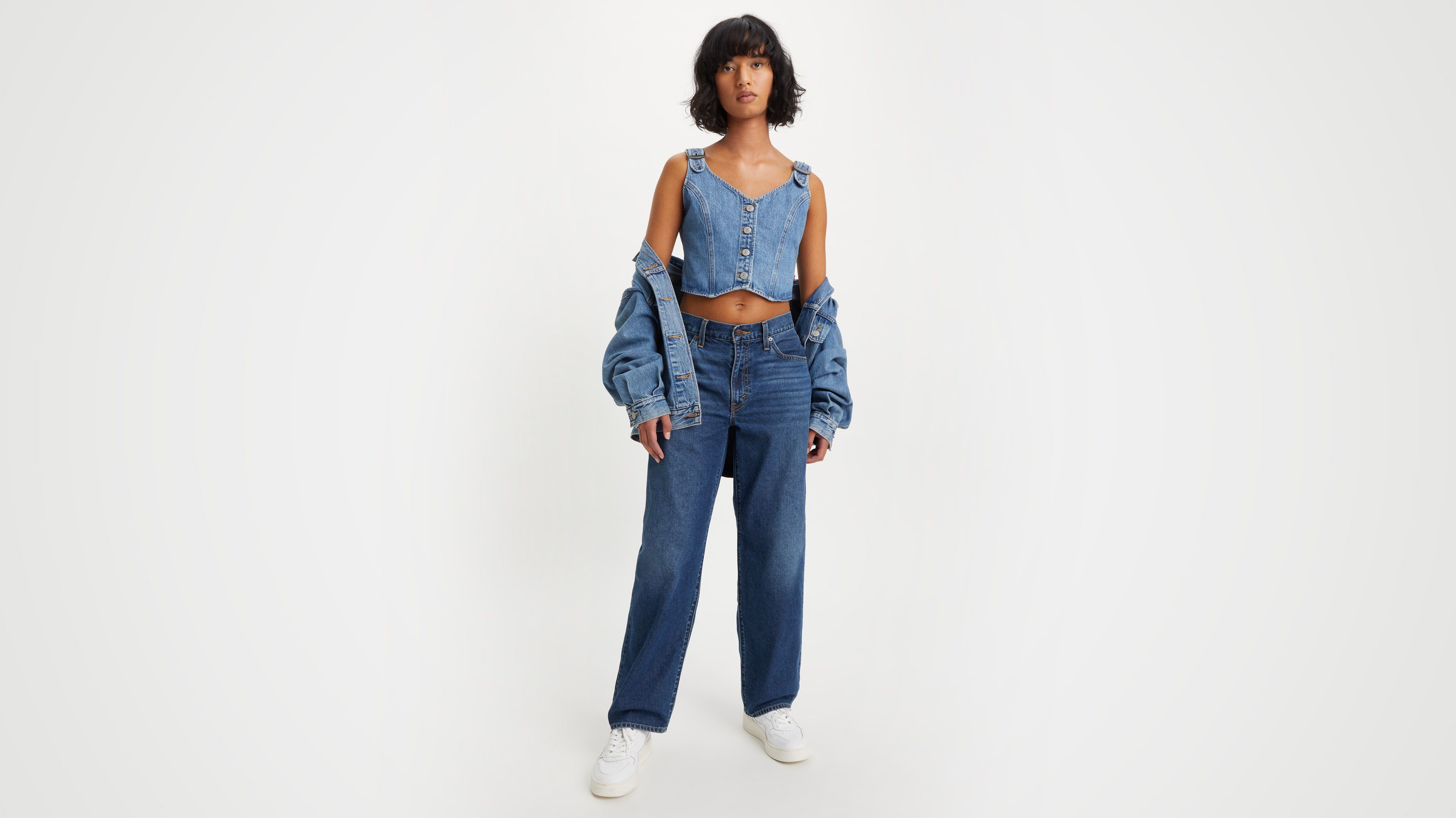 BDG Petite High-Waisted Baggy Jean – Medium Wash