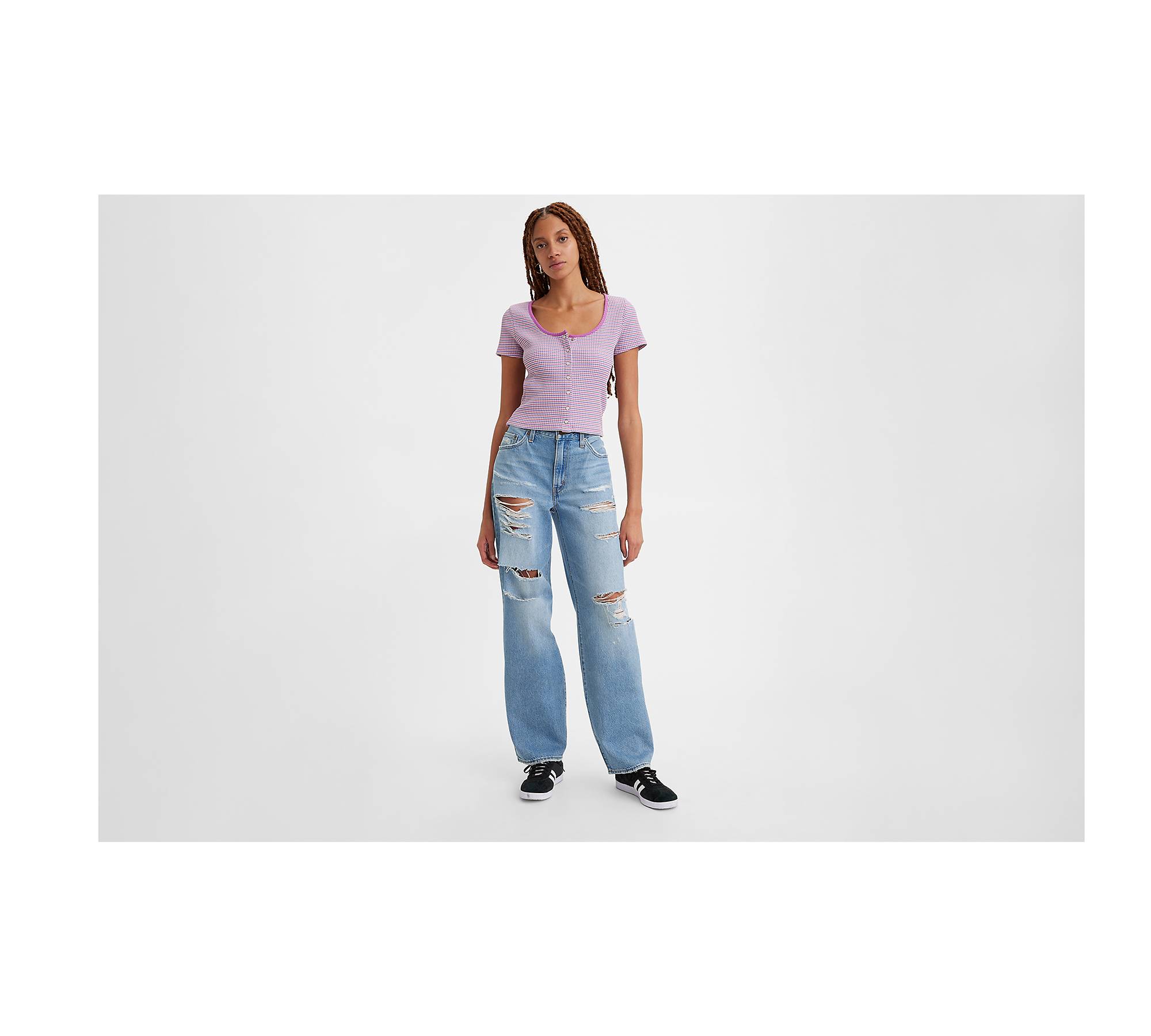 PacSun Women’s distressed high waist relaxed mom jeans medium size 30