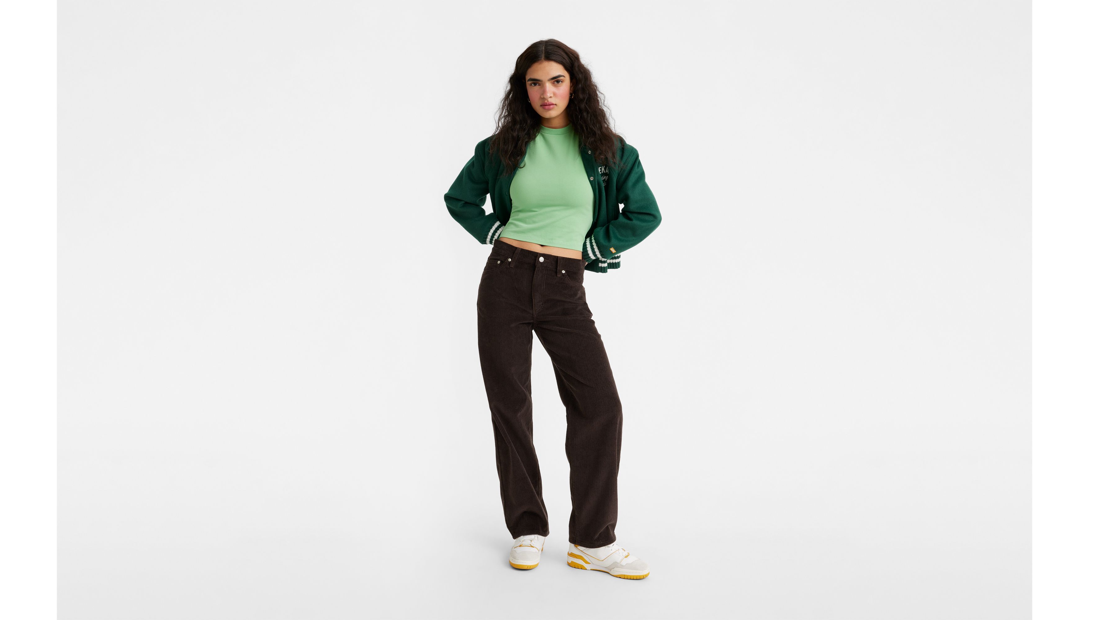 ASOS DESIGN baggy corduroy pants in stone