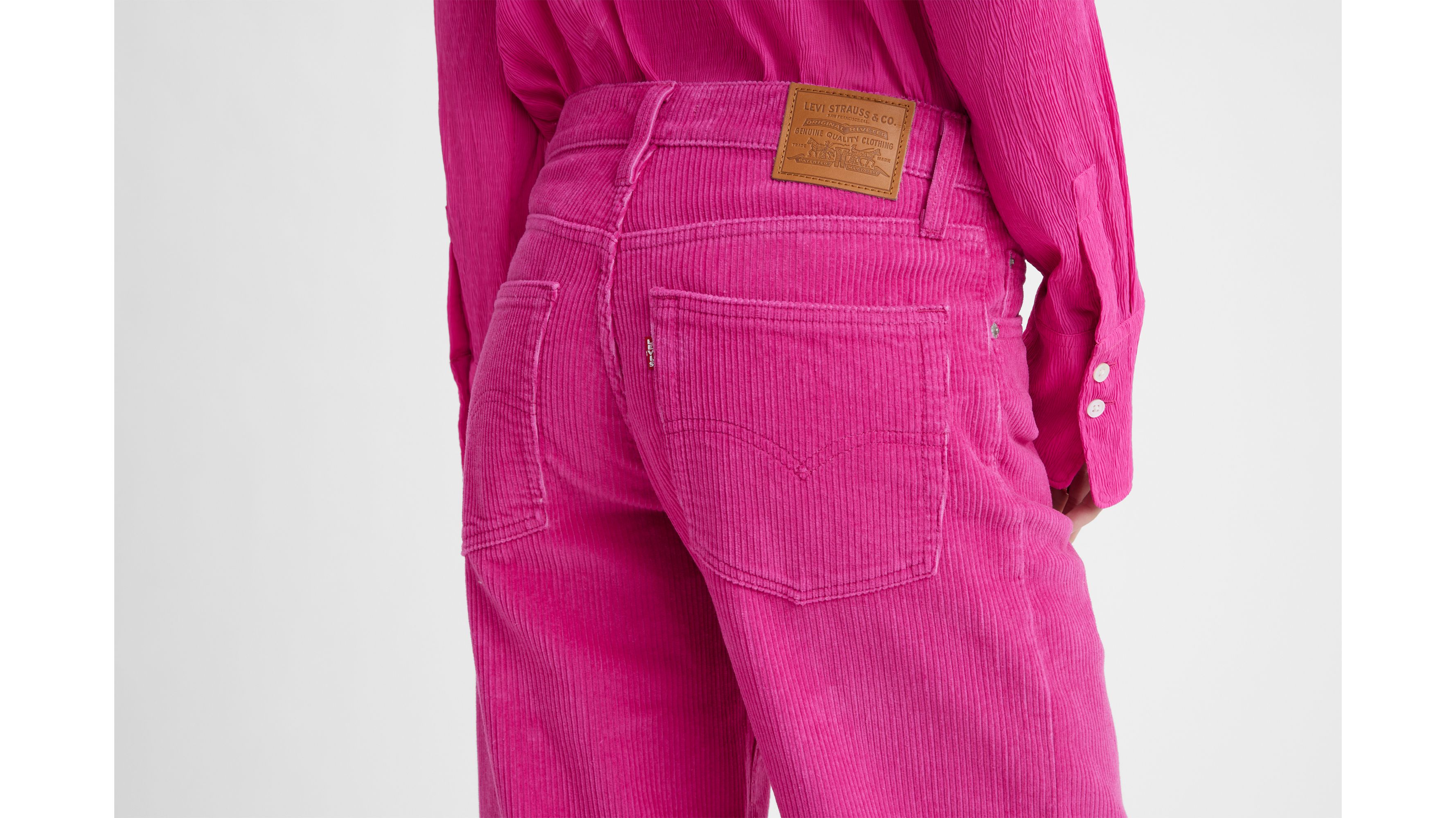 Dropship Dusty Pink Solid Color High Waist Corduroy Flare Pants to