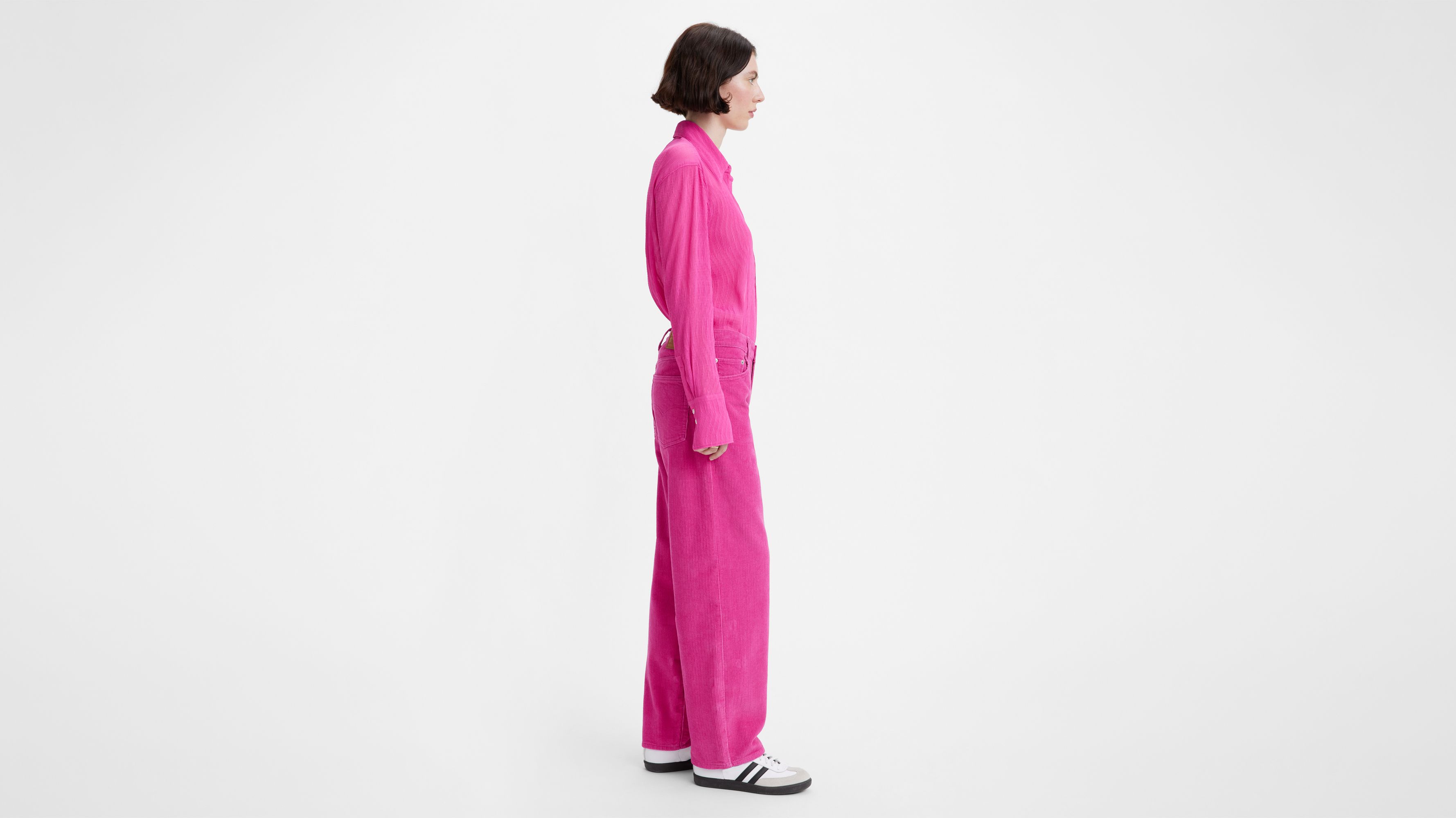 Baggy Dad Corduroy Women's Pants - Pink