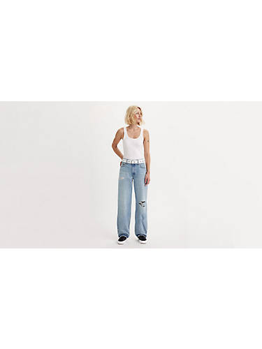 리바이스 Levi Baggy Dad Womens Jeans,Long Legacy - Medium Wash