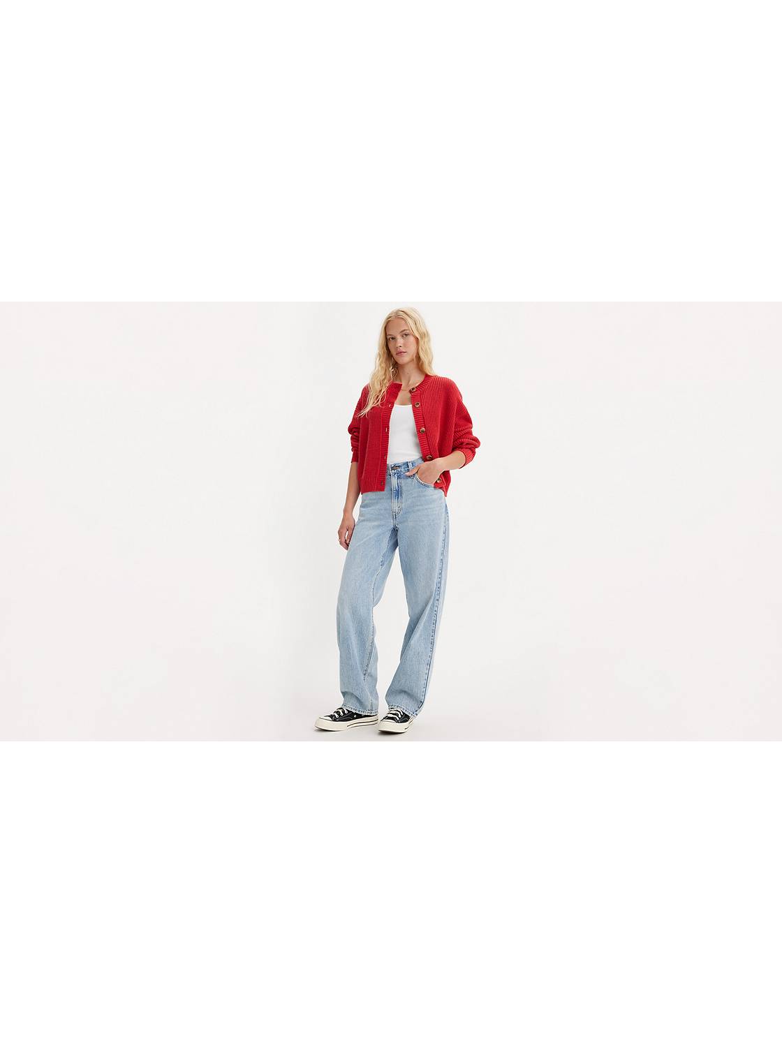 Eliza Mid Rise Dip Front Dad Jeans