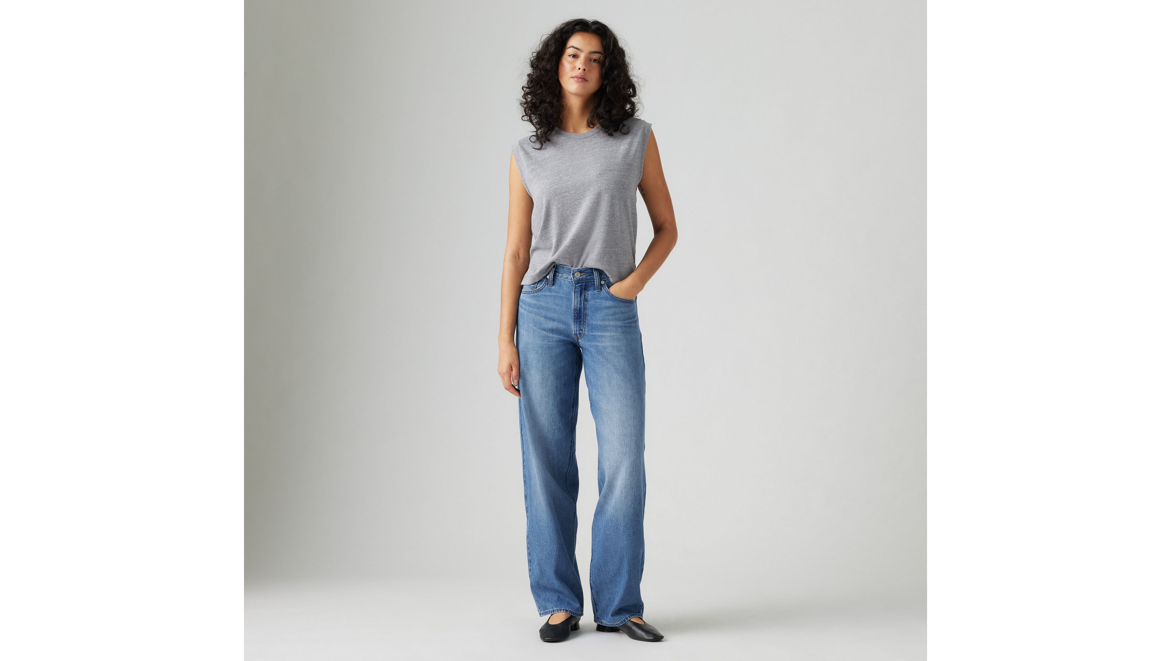 Levi's Baggy Dad Linen+ Denim Jeans In Heavy Check