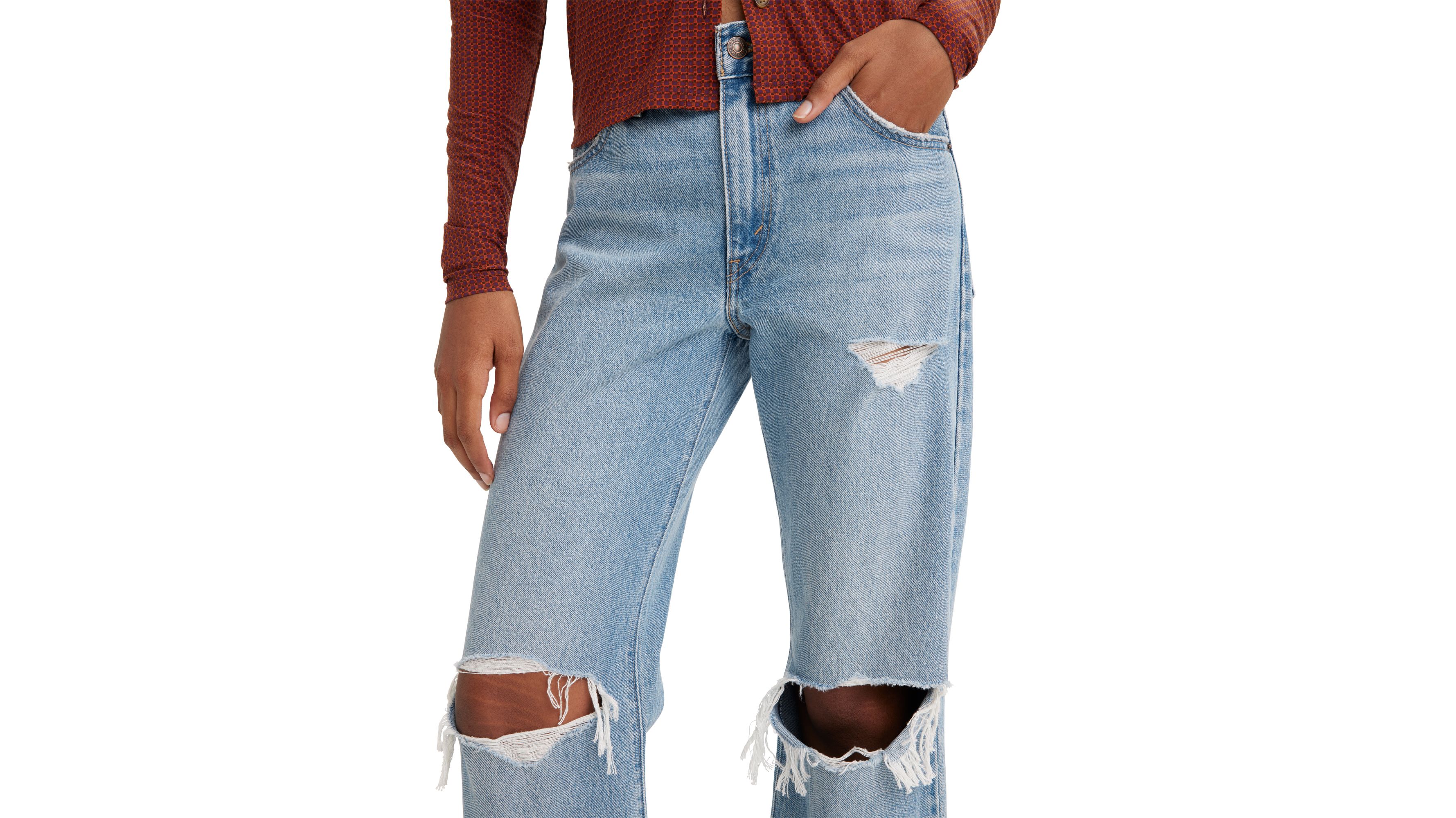 Baggy Bootcut Women's Jeans - Brown