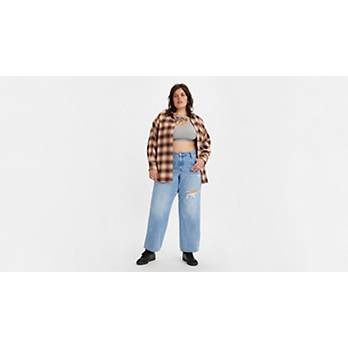 Multi-Colored Fringed Baggy Jeans Fashion Plus Size Dad Jeans in