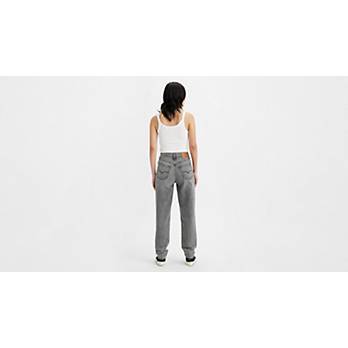 Exposed Button Mom Women's Jeans - Grey