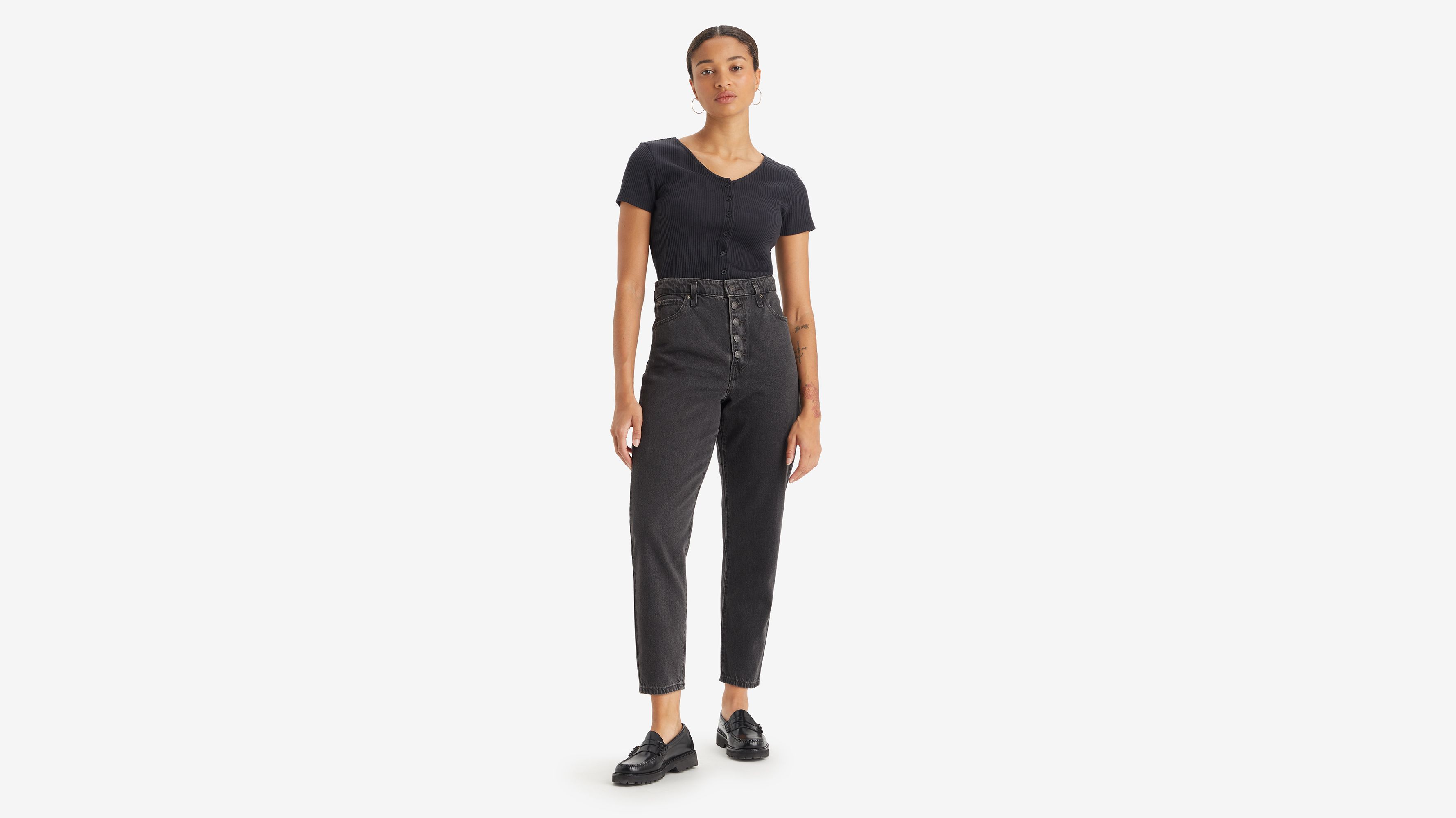 Levis mom jeans clearance black