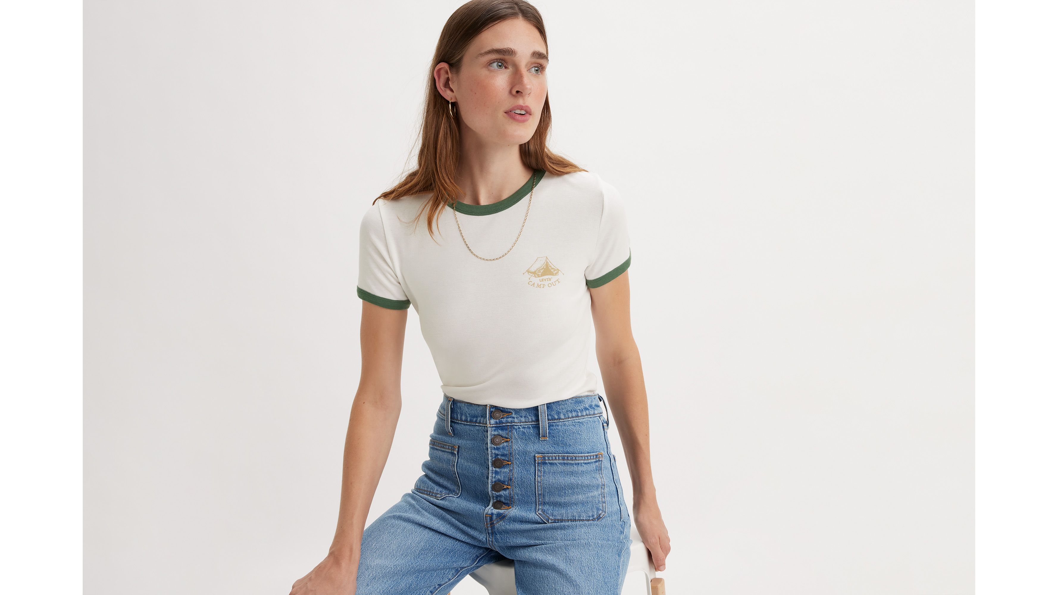 ★ Leey★ LOGO GRAPHICS RINGER TSHIRT WHITE P0000EGN Graphic Essential Sporty Ringer Tee - White | Levi's® US