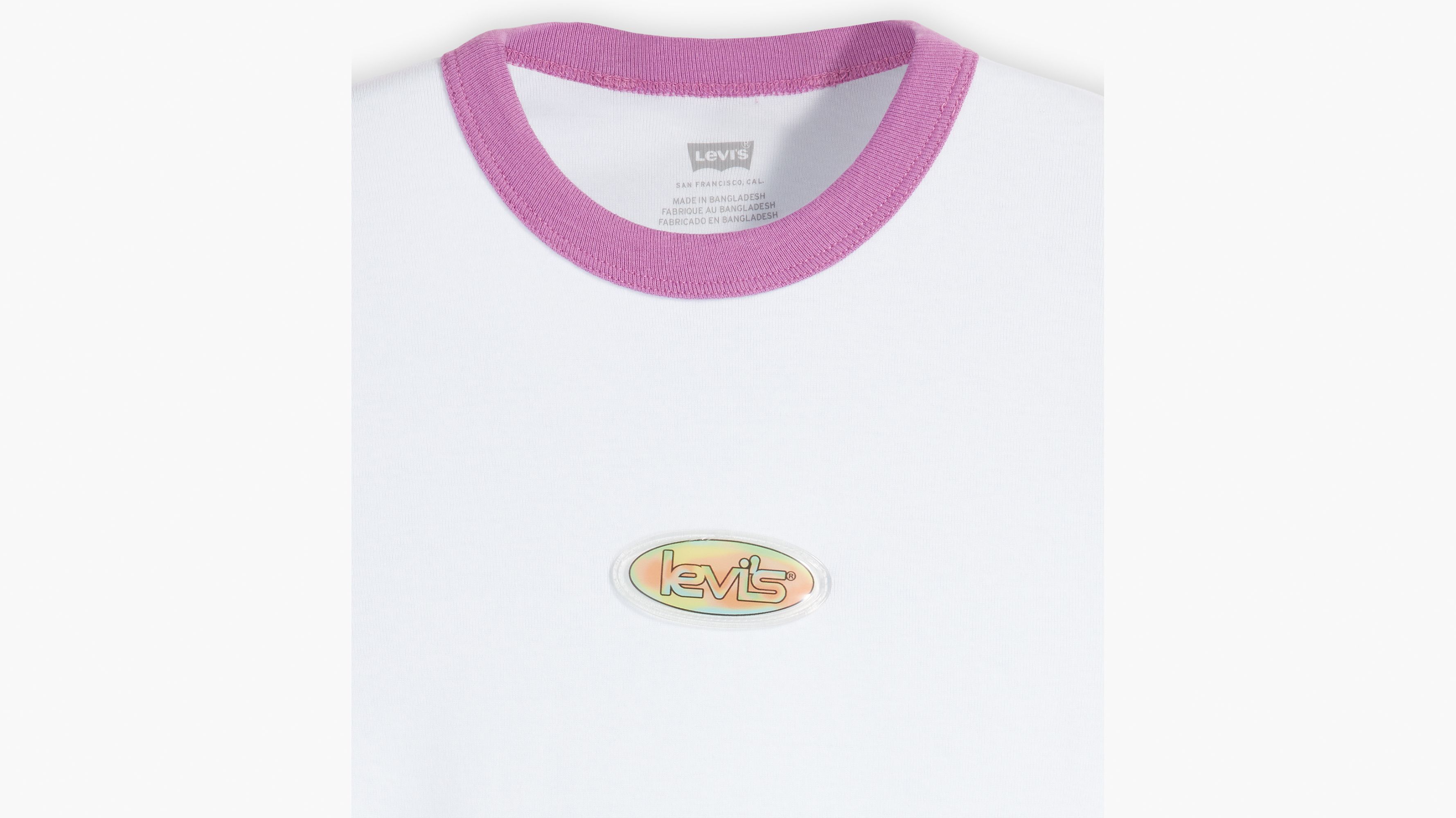 Mini-T-shirt med farvet kant og grafik 7