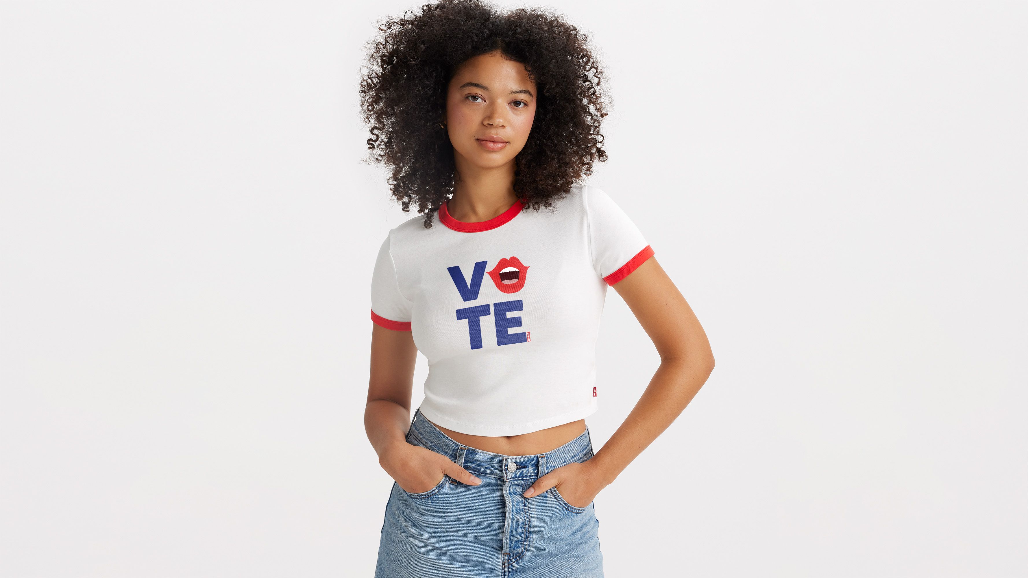 Levi's Vote Ringer Mini T-shirt In Vote Lips