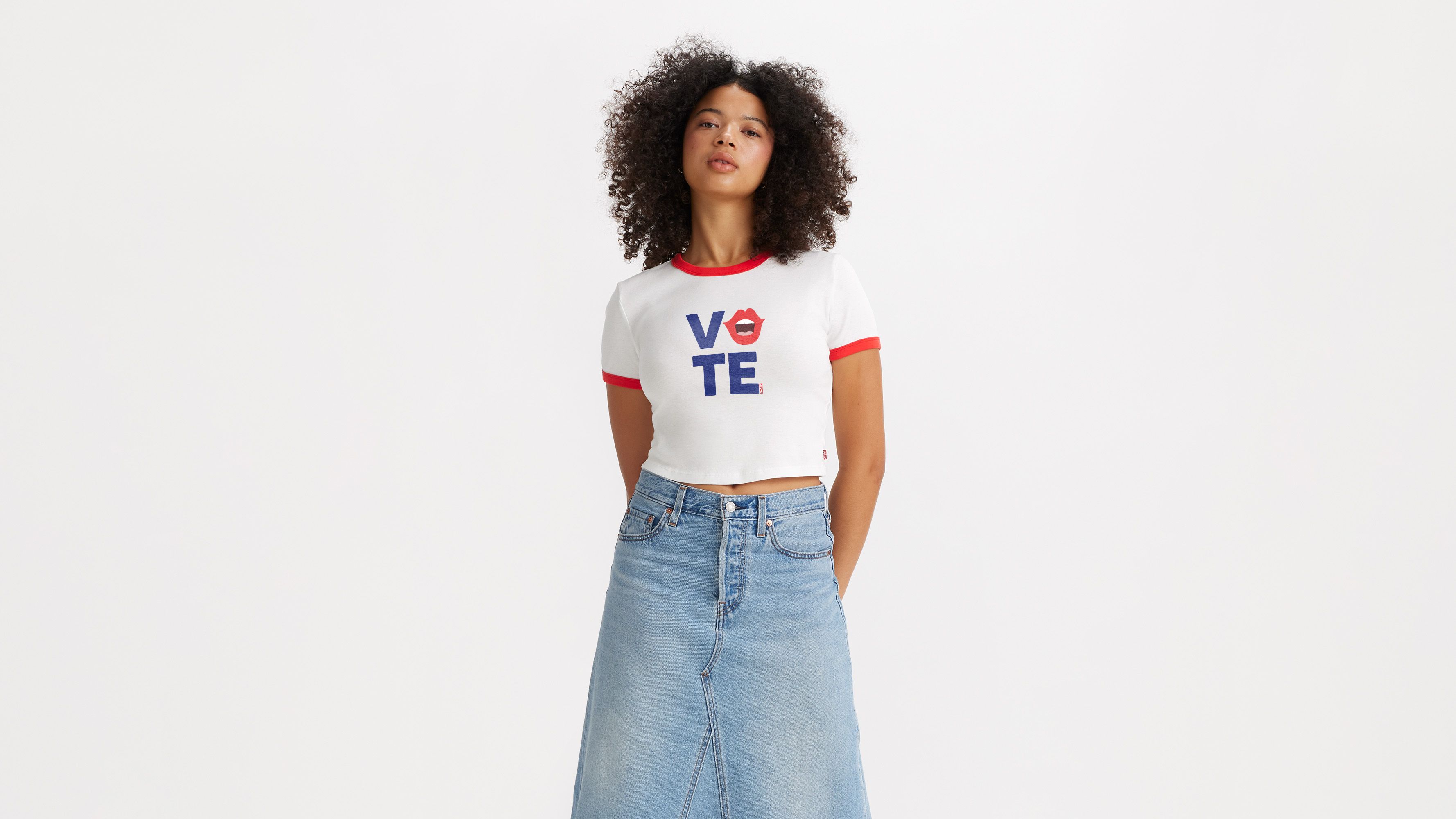 Levi's Vote Ringer Mini T-shirt In Vote Lips