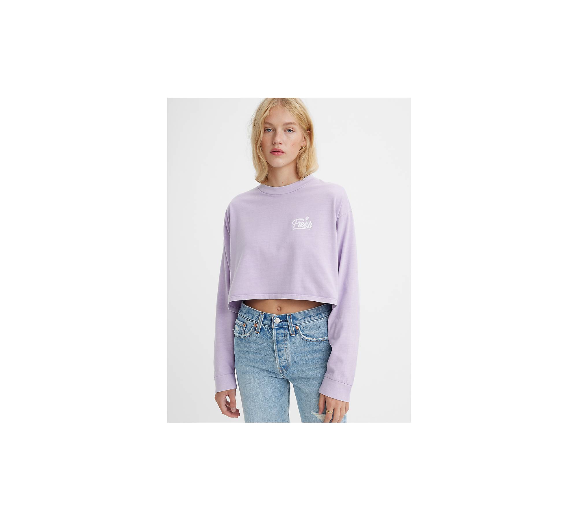 Graphic Long Sleeve Reese Cropped Tee - Blue | Levi's® US